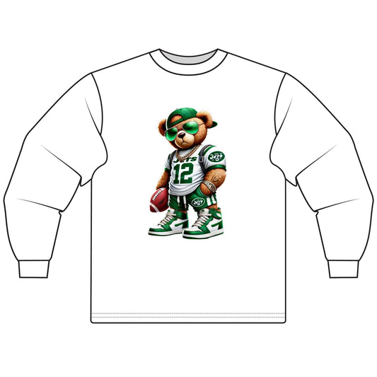 Vintage Sporty Bear Long Sleeve Tee, Casual Unisex Shirt, Gift for Sports Fans, Athleisure Wear, Retro Graphic Tee