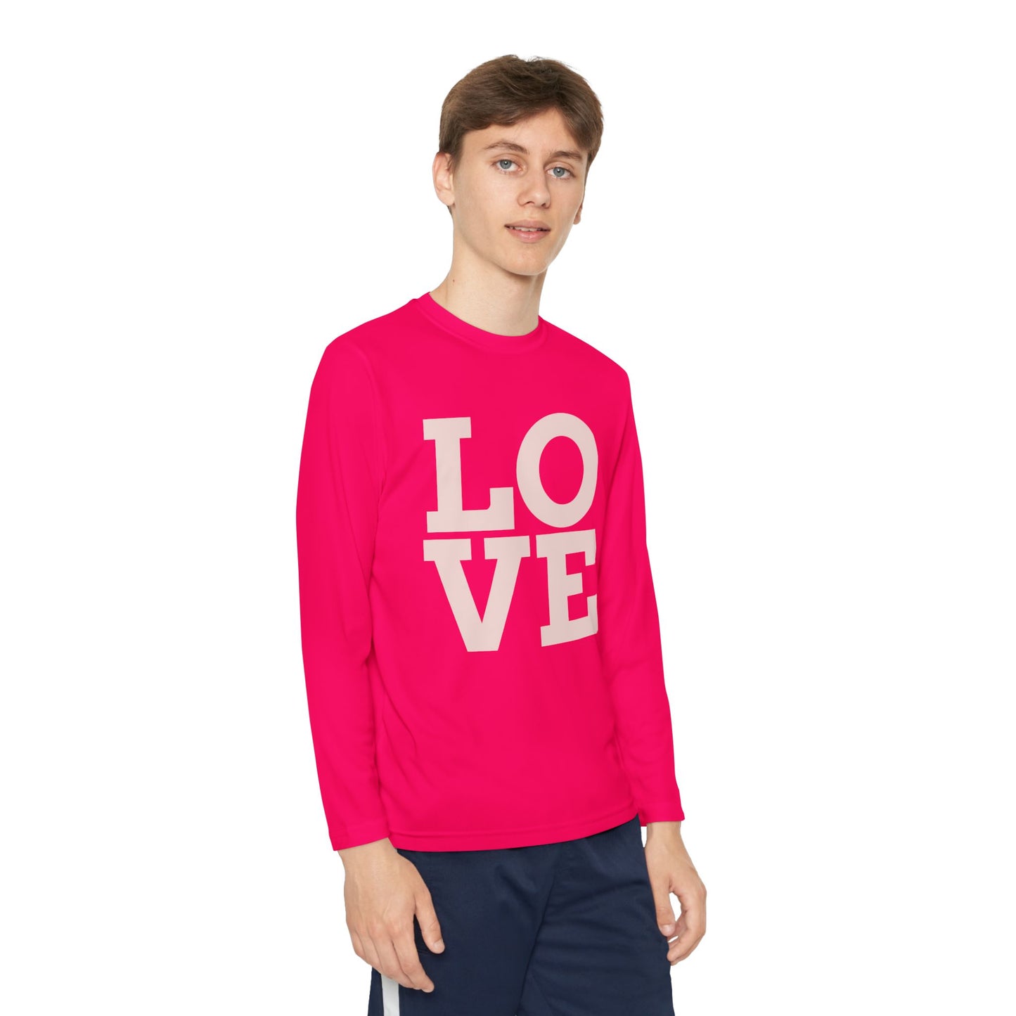 Youth Long Sleeve Love Competitor Tee | Cute Kids Shirt, Gift for Teens, Unique Style Tee, Birthday Present, Be Yourself Wear