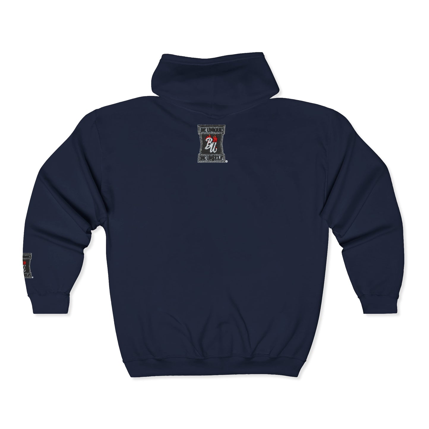 Full-Zip Hoodie — 'Be Kind' Retro Patch Design