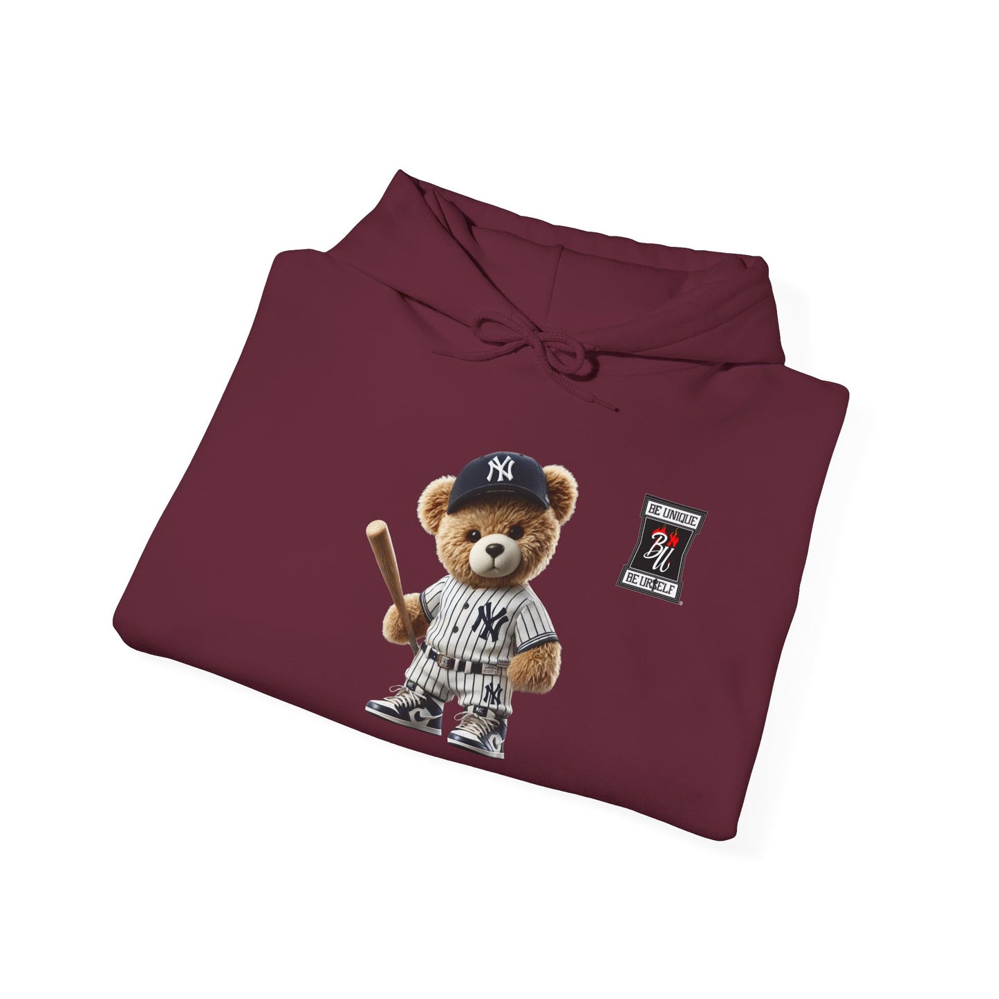 Baseball Teddy Hoodie — Cute Batting Bear Pullover for Fans