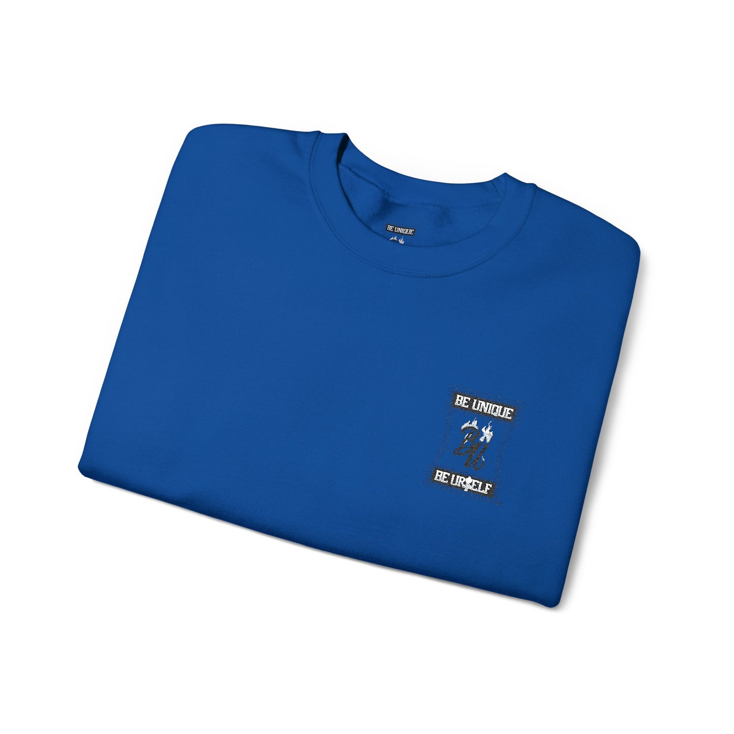 Minimalist White Crewneck Sweatshirt with Small Chest & Sleeve Graphic