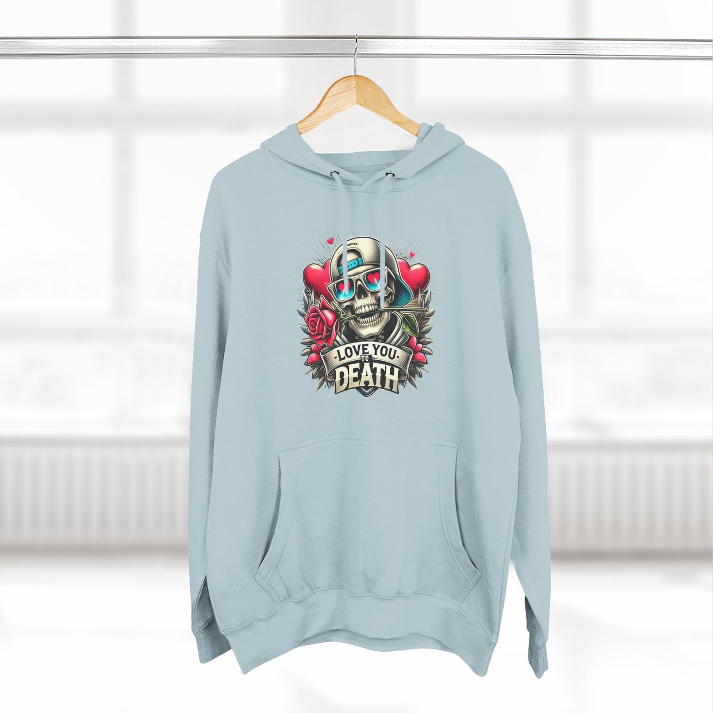 Gothic Love Death Hoodie - Three-Panel Fleece Sweatshirt