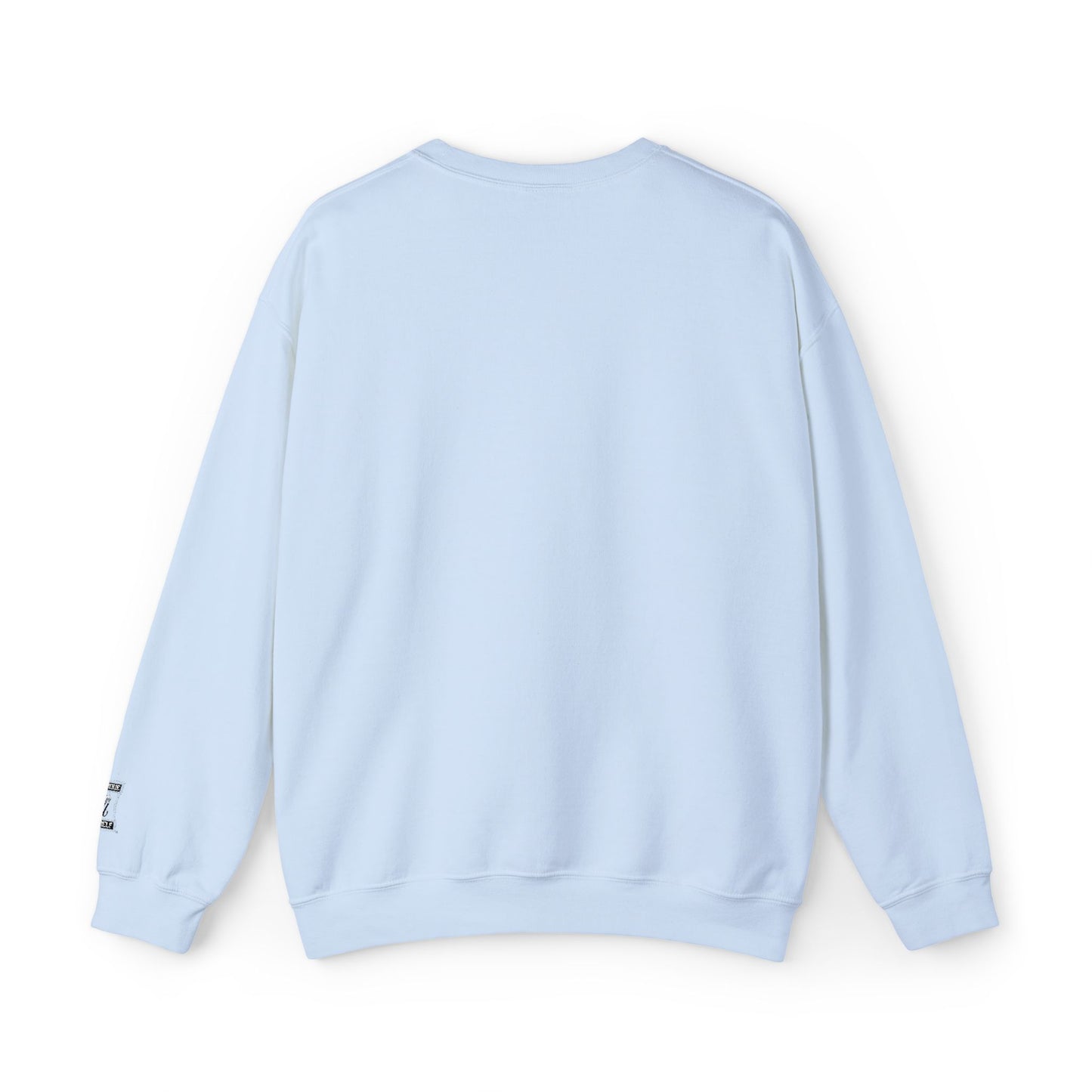 Minimalist White Crewneck Sweatshirt with Small Chest & Sleeve Graphic