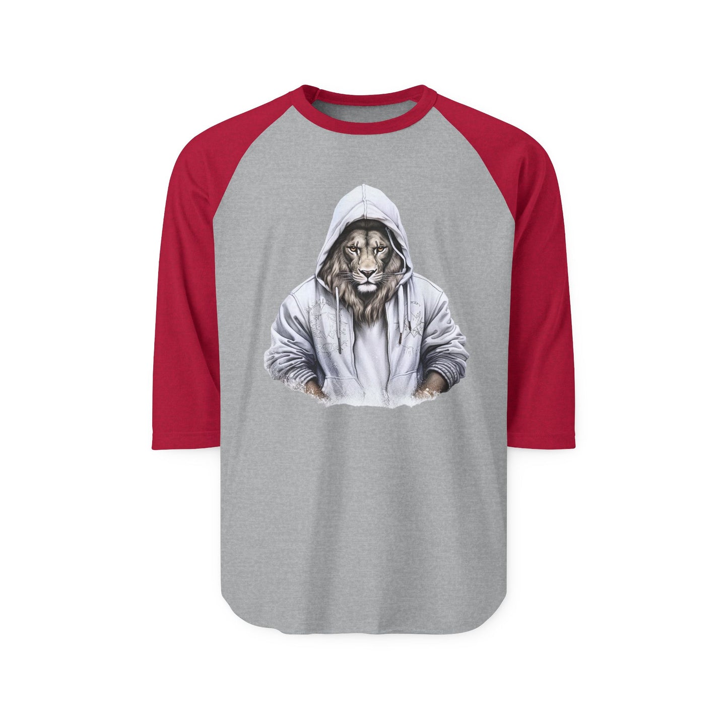 Lion Hoodie Raglan Shirt, Animal Lover Gift, Unisex Tee for Casual Outings, Unique Graphic Shirt, Perfect for Birthdays and Holidays
