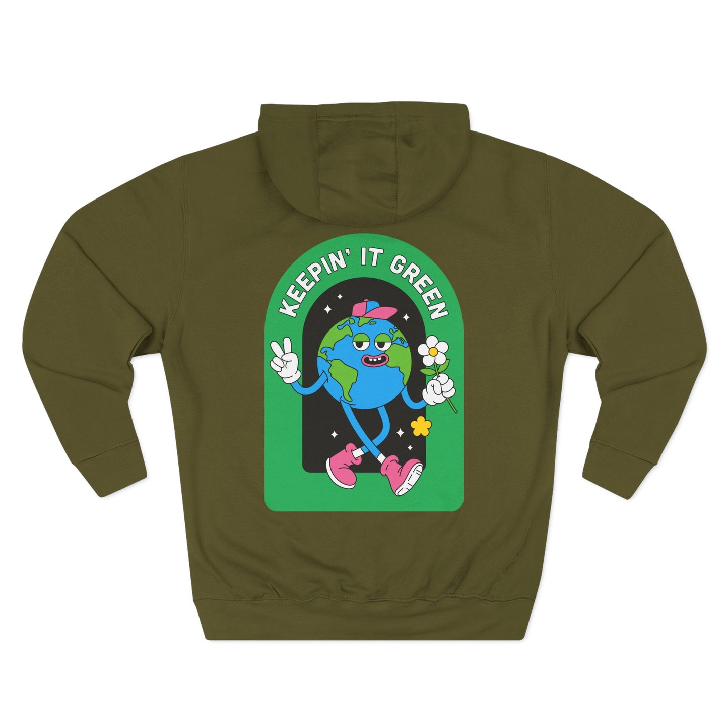 Eco-Friendly Fleece Hoodie, Keepin' It Green Sweatshirt, Casual Gift, Earth Day Clothing, Cozy Layering