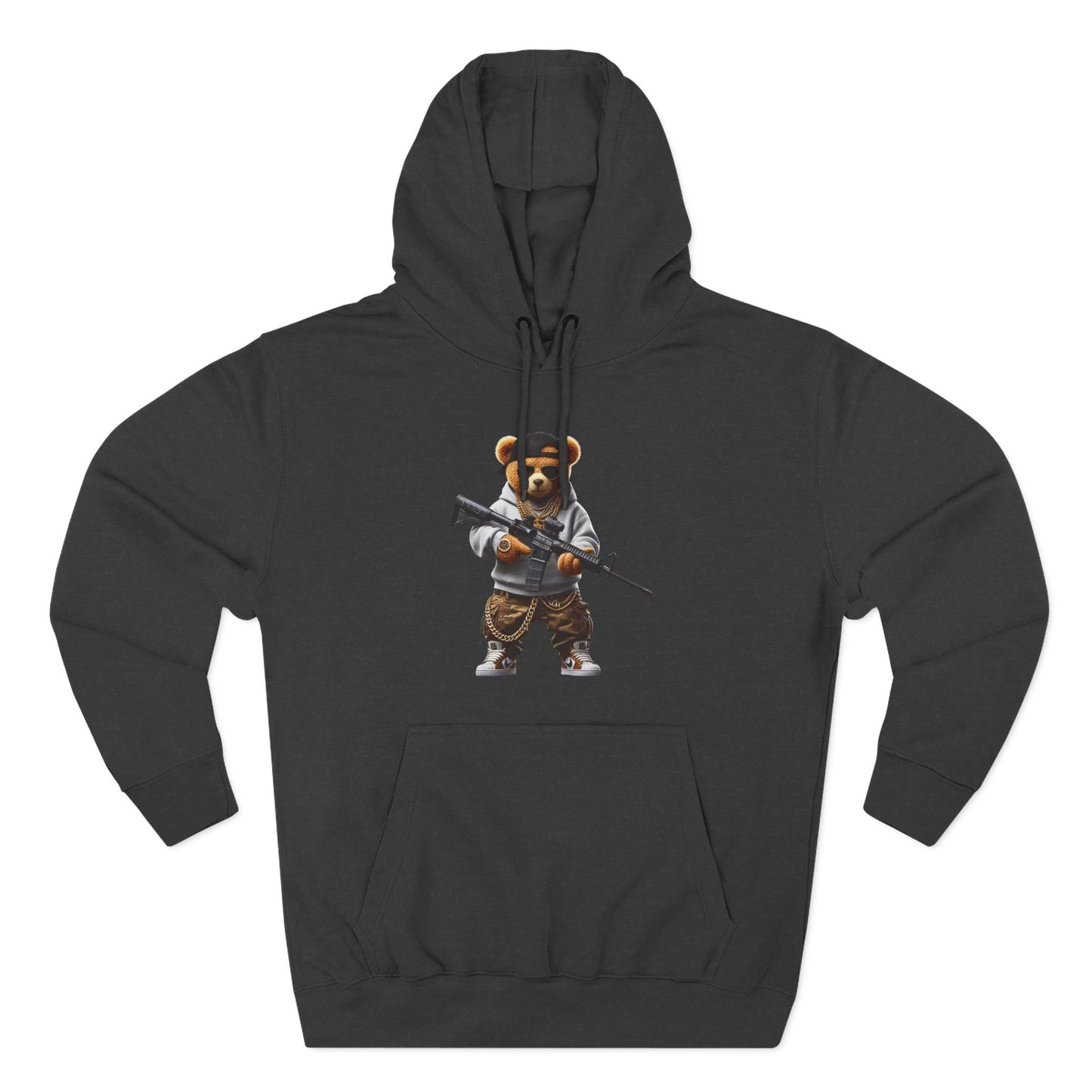 Be Unique Be Urself Hoodie — Cute Bear Soldier Graphic Fleece Pullover