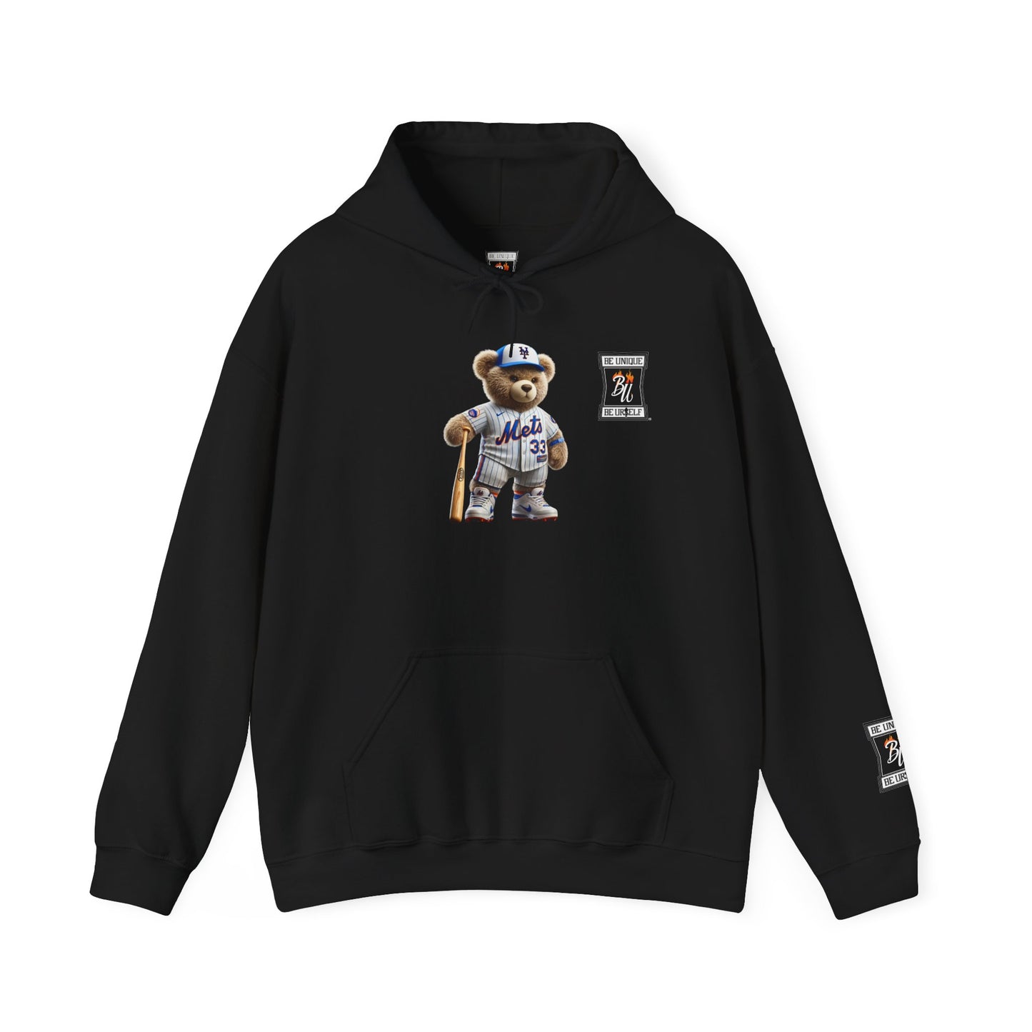 Baseball Teddy Hoodie — Cute Mets Bear Sweatshirt, Fan Gift