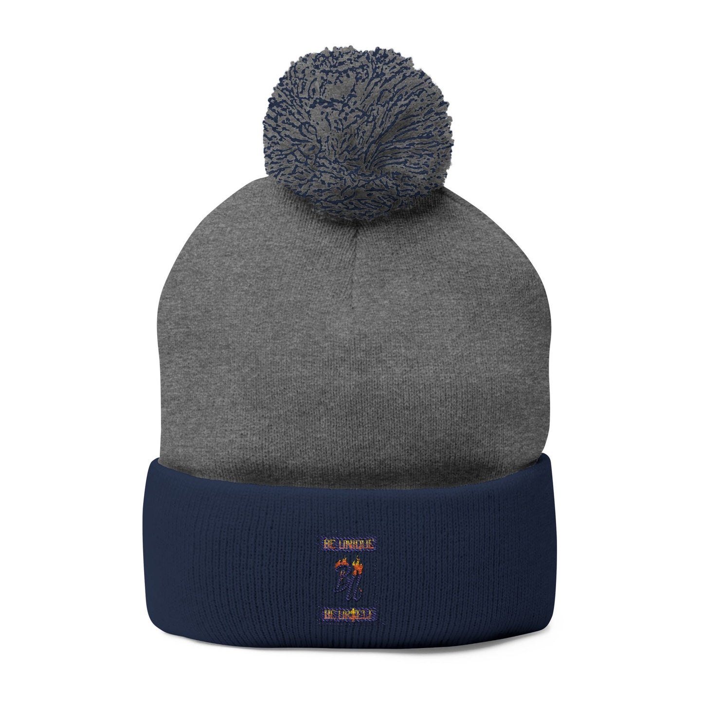 Cozy Pom-Pom Knit Cap with Unique Embroidery, Winter Hat, Beanie for Men & Women, Gift for Him/Her, Perfect for Outdoor Activities