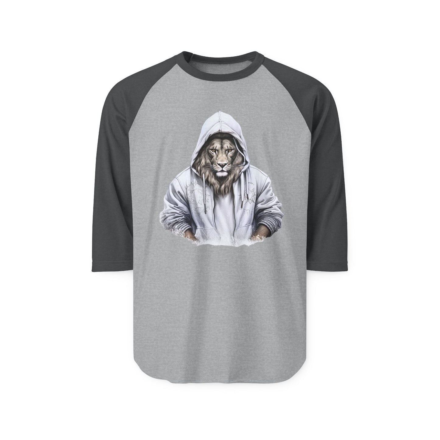 Lion Hoodie Raglan Shirt, Animal Lover Gift, Unisex Tee for Casual Outings, Unique Graphic Shirt, Perfect for Birthdays and Holidays