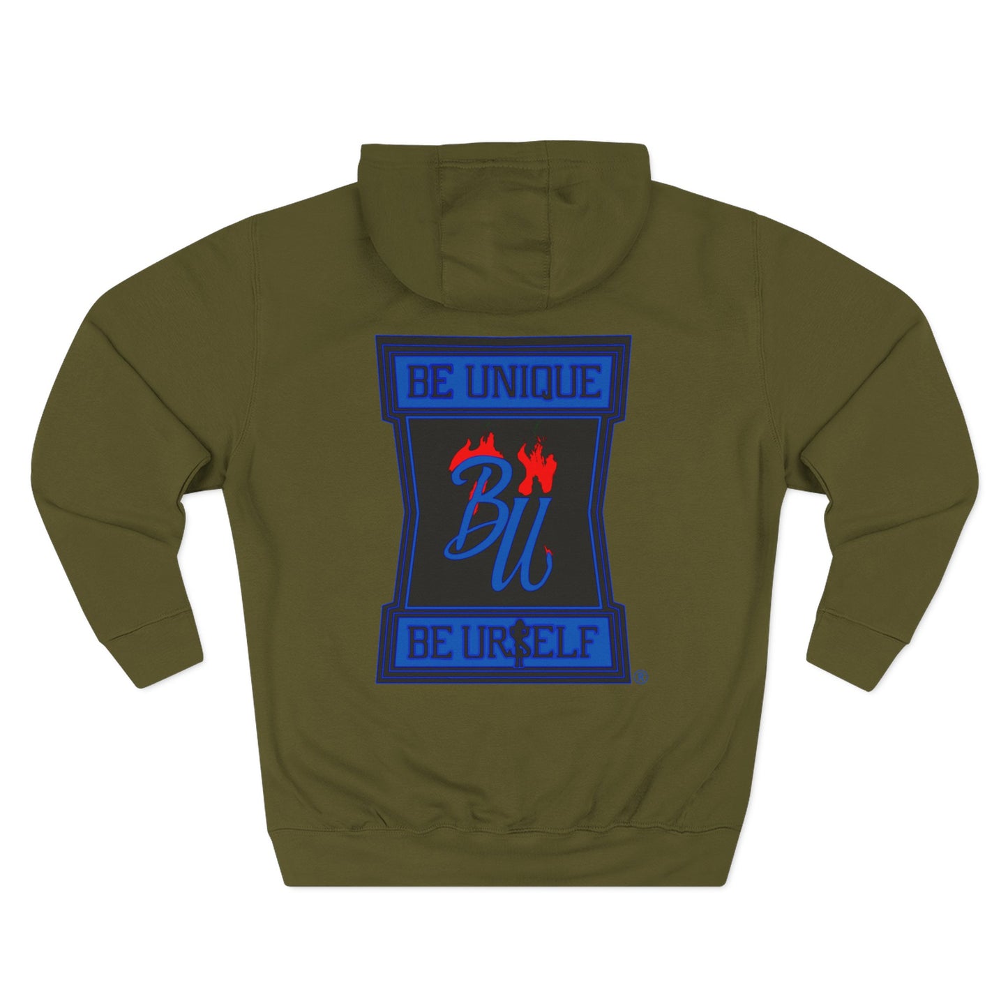 Be Unique Be Urself Hoodie — Cute Bear Soldier Graphic Fleece Pullover