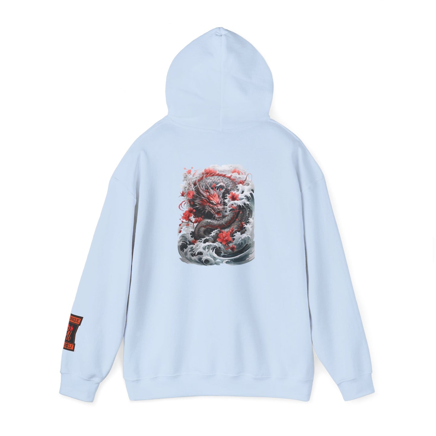 Dragon Wave Hoodie — Japanese Ink Koi Dragon Graphic Hooded Sweatshirt