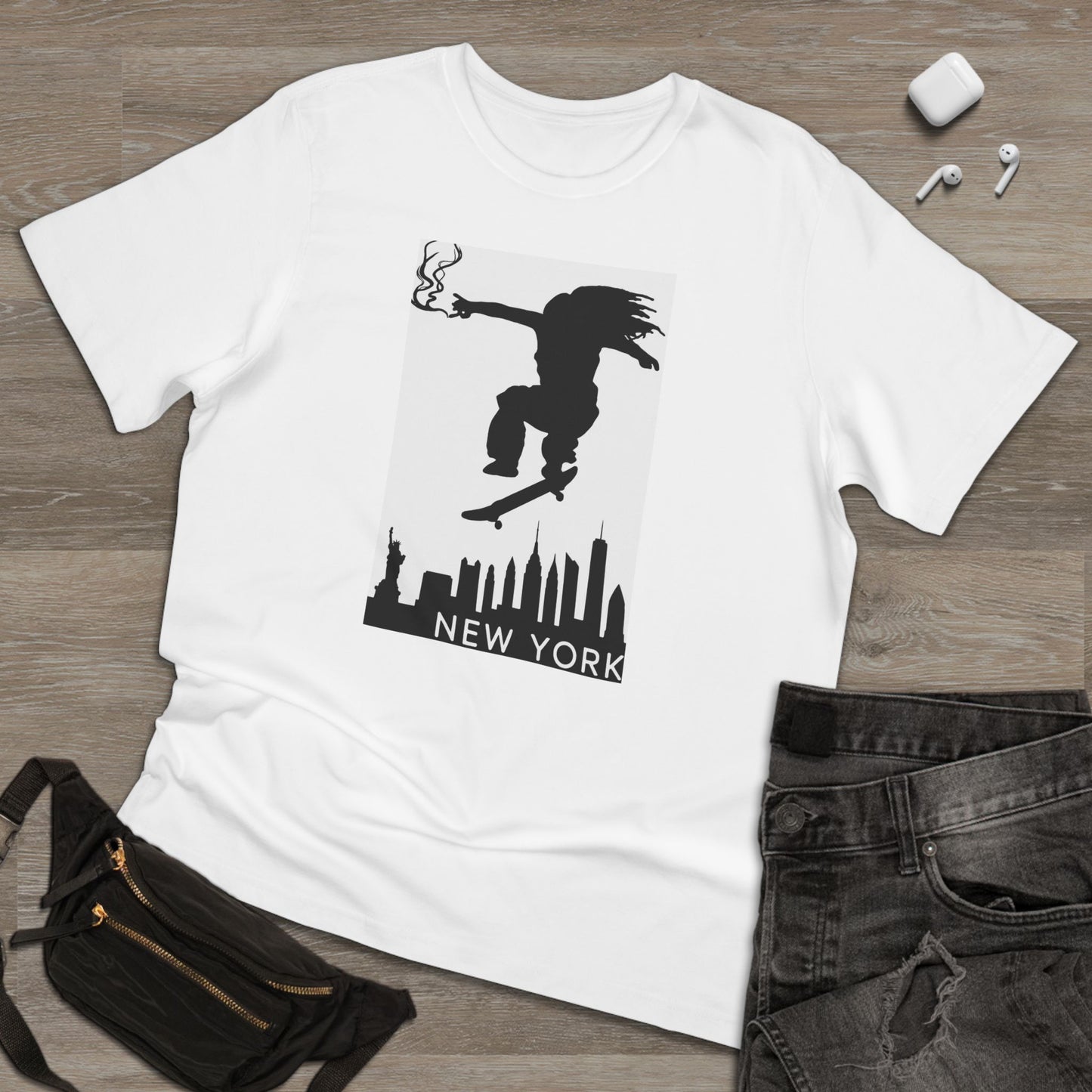 New York City Skater T-shirt, Urban Style Tee, Streetwear Shirt, Skateboarder Apparel, NYC Vibes Fashion