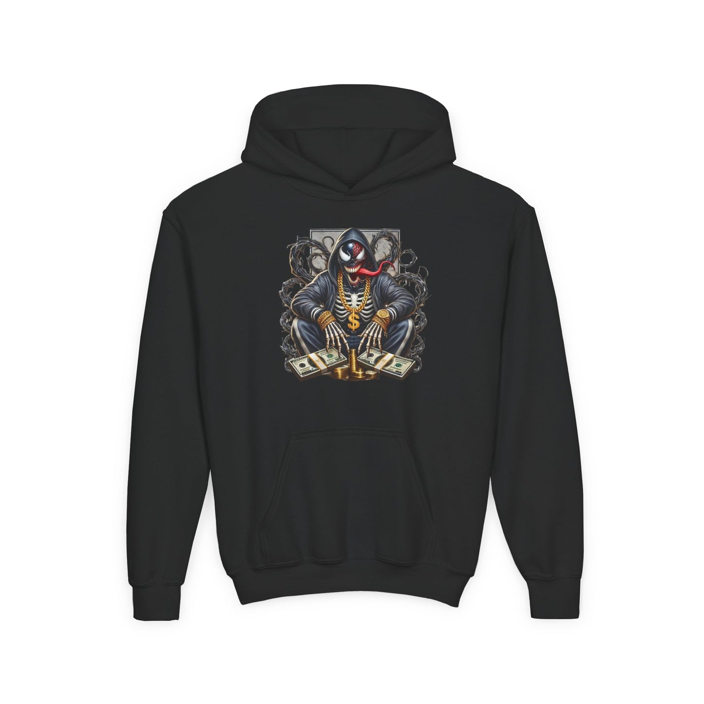Youth Hoodie — Be Unique Be Urself Graphic Hoodie with Octopus Skull Design