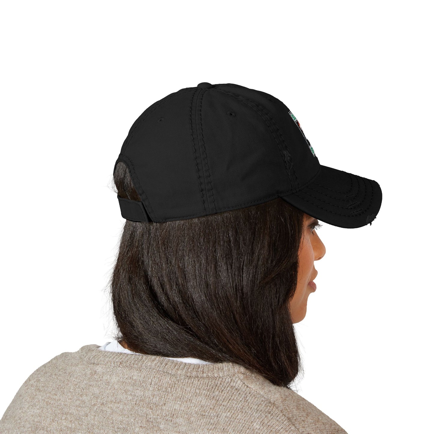 Distressed Embroidered Dad Hat — Vintage Beer Can Logo Cap