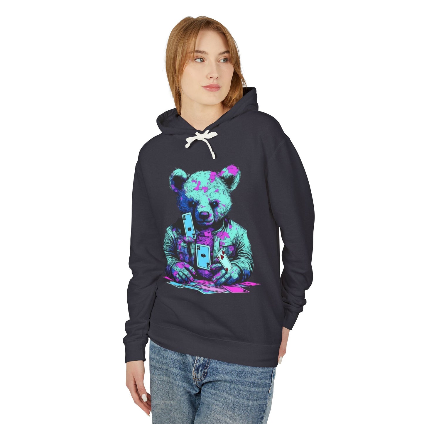 Colorful Bear Graphic Hoodie for Trendy Casual Wear
