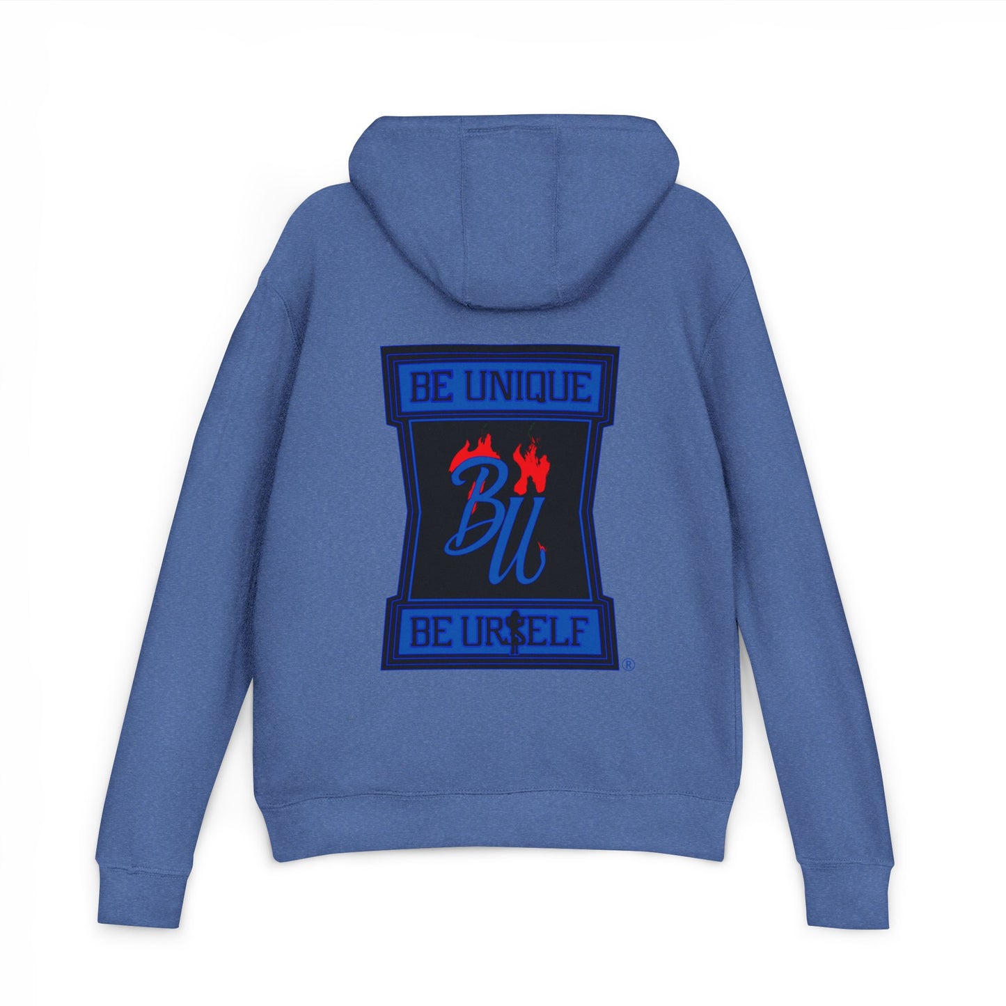 Hoodie — Be Unique Be Urself Blue Flame Graphic Hooded Sweatshirt
