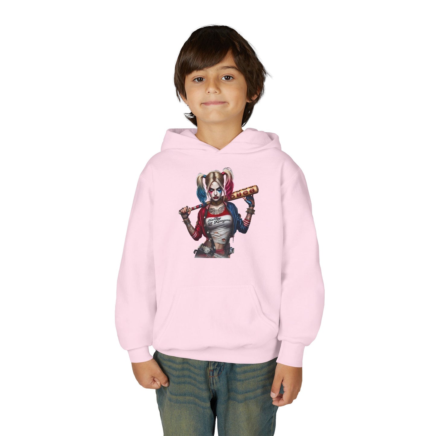 Harley Quinn Inspired Youth Hoodie, Be Unique Be Yourself Sweatshirt, Comic-Con Apparel, Kids Gift, Movie Fan Hoodie