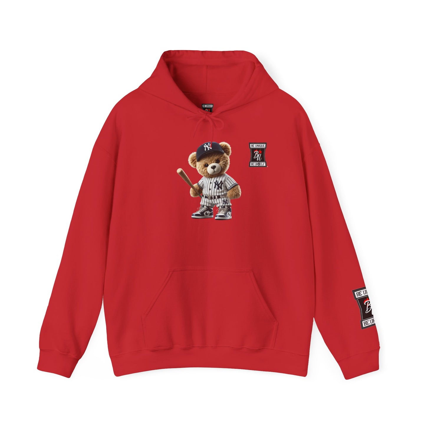 Baseball Teddy Hoodie — Cute Batting Bear Pullover for Fans