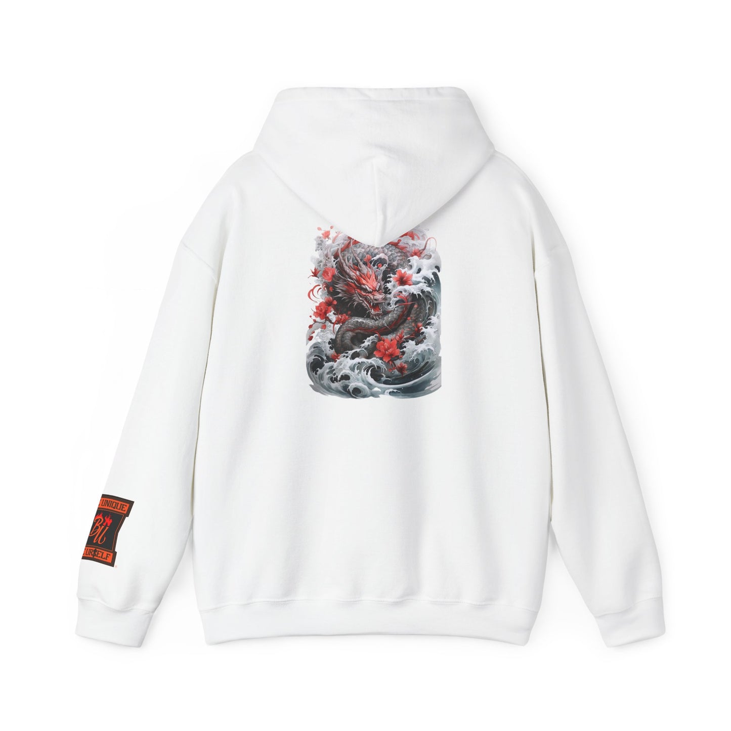 Dragon Wave Hoodie — Japanese Ink Koi Dragon Graphic Hooded Sweatshirt