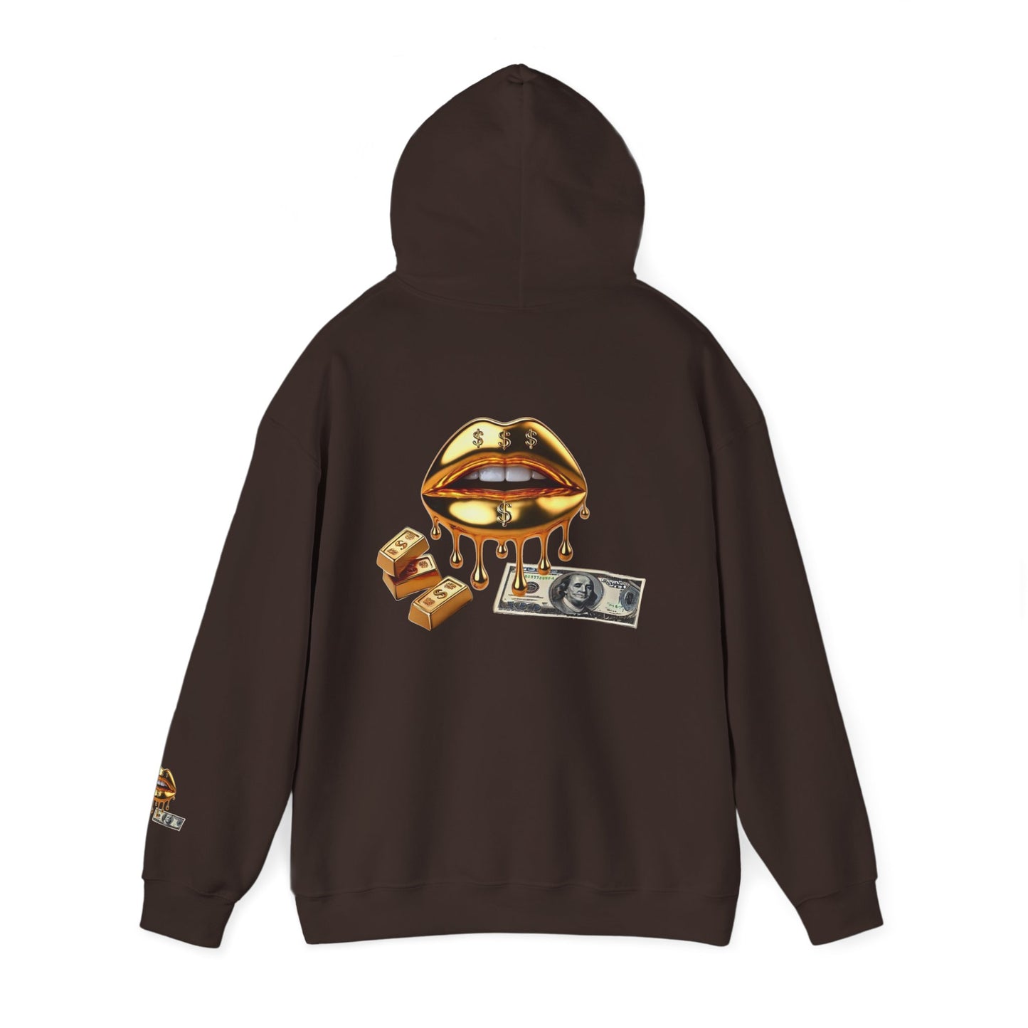 Hoodie — Golden Drip Lips & Money Graphic Pullover