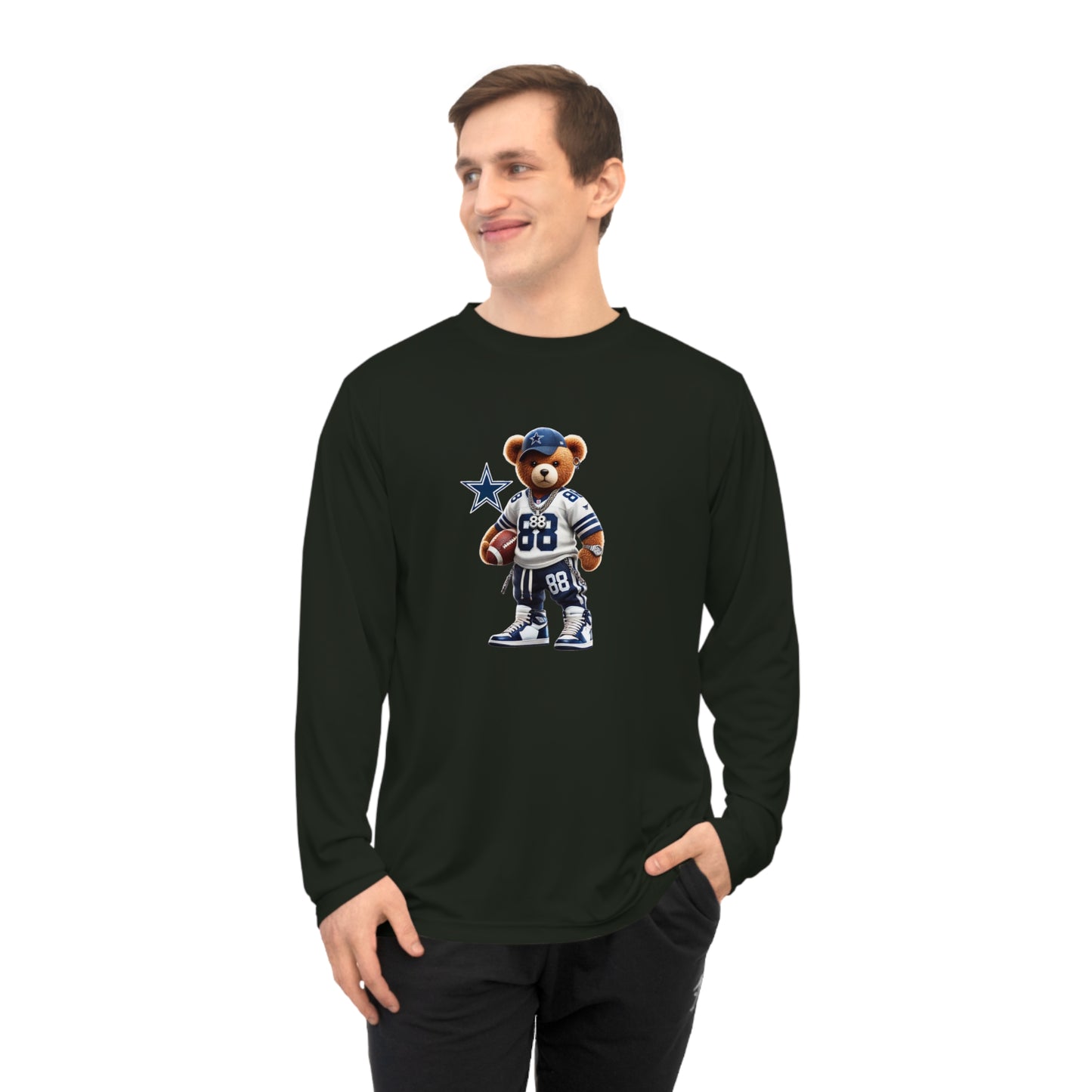 Sporty Bear Long Sleeve Shirt - Unisex Performance Tee for Fans, Gym Wear, Gift for Sports Lovers, Casual Athleisure Top