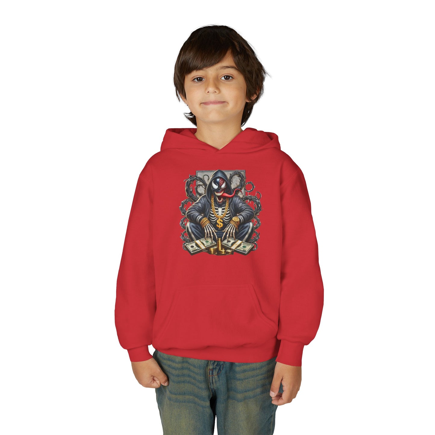 Youth Hoodie — Be Unique Be Urself Graphic Hoodie with Octopus Skull Design