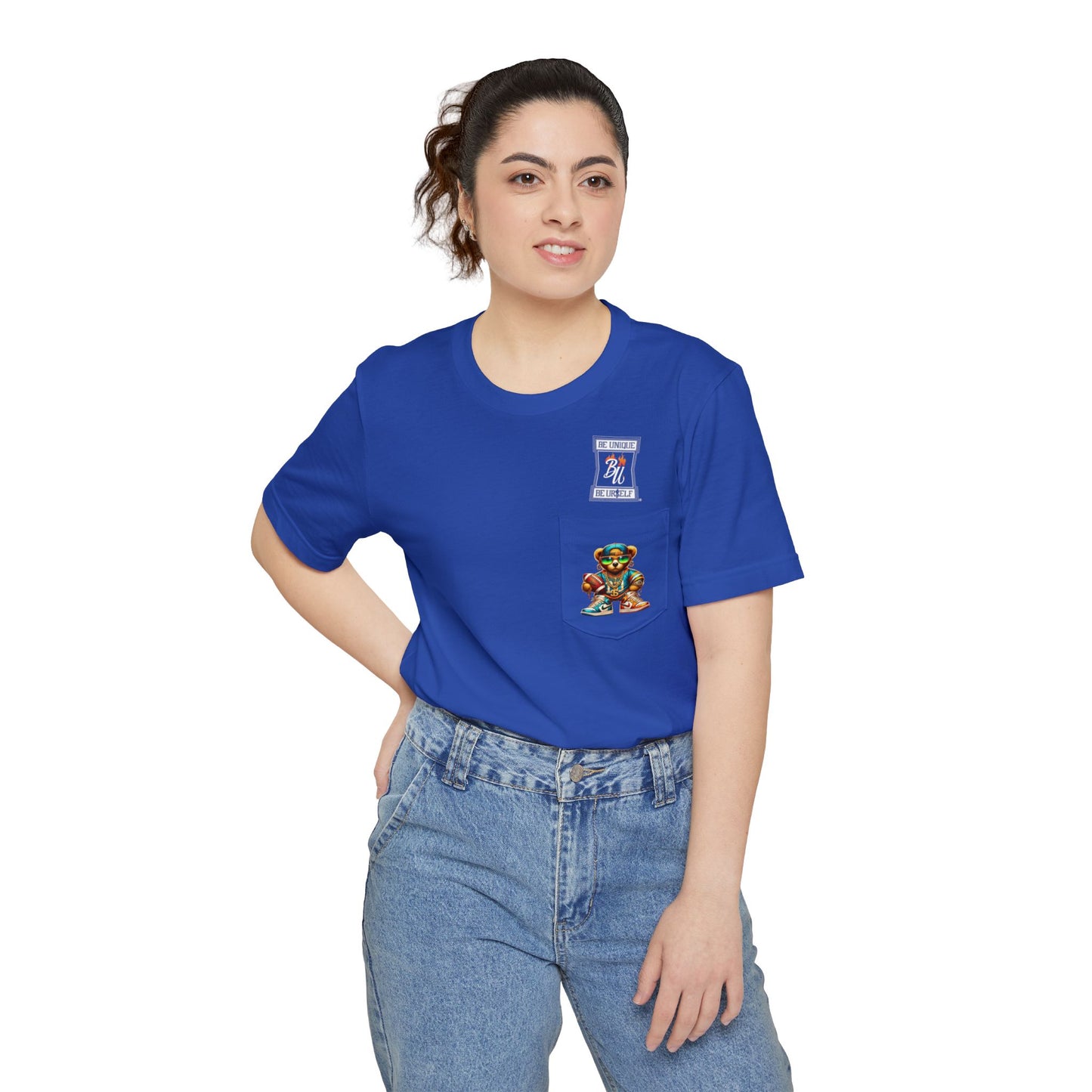 Trendy Hip-Hop Bear Pocket T-Shirt | Unisex Streetwear Tee | Cool Graphic Tee for Sports Lovers | Gift for Teens & Athletes