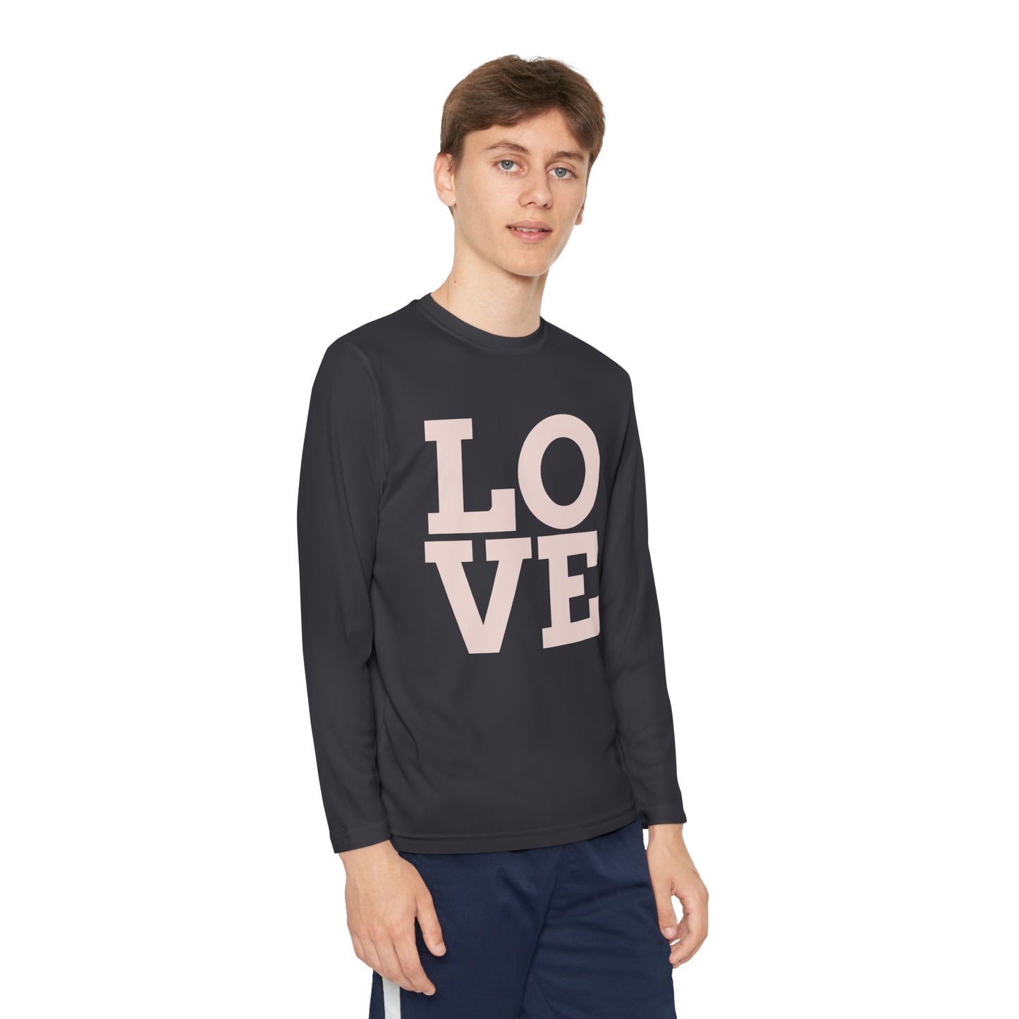 Youth Long Sleeve Love Competitor Tee | Cute Kids Shirt, Gift for Teens, Unique Style Tee, Birthday Present, Be Yourself Wear