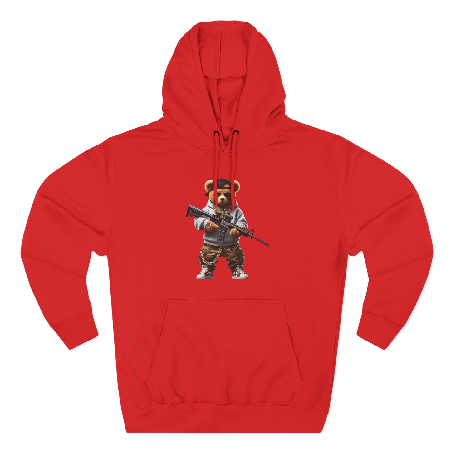 Be Unique Be Urself Hoodie — Cute Bear Soldier Graphic Fleece Pullover