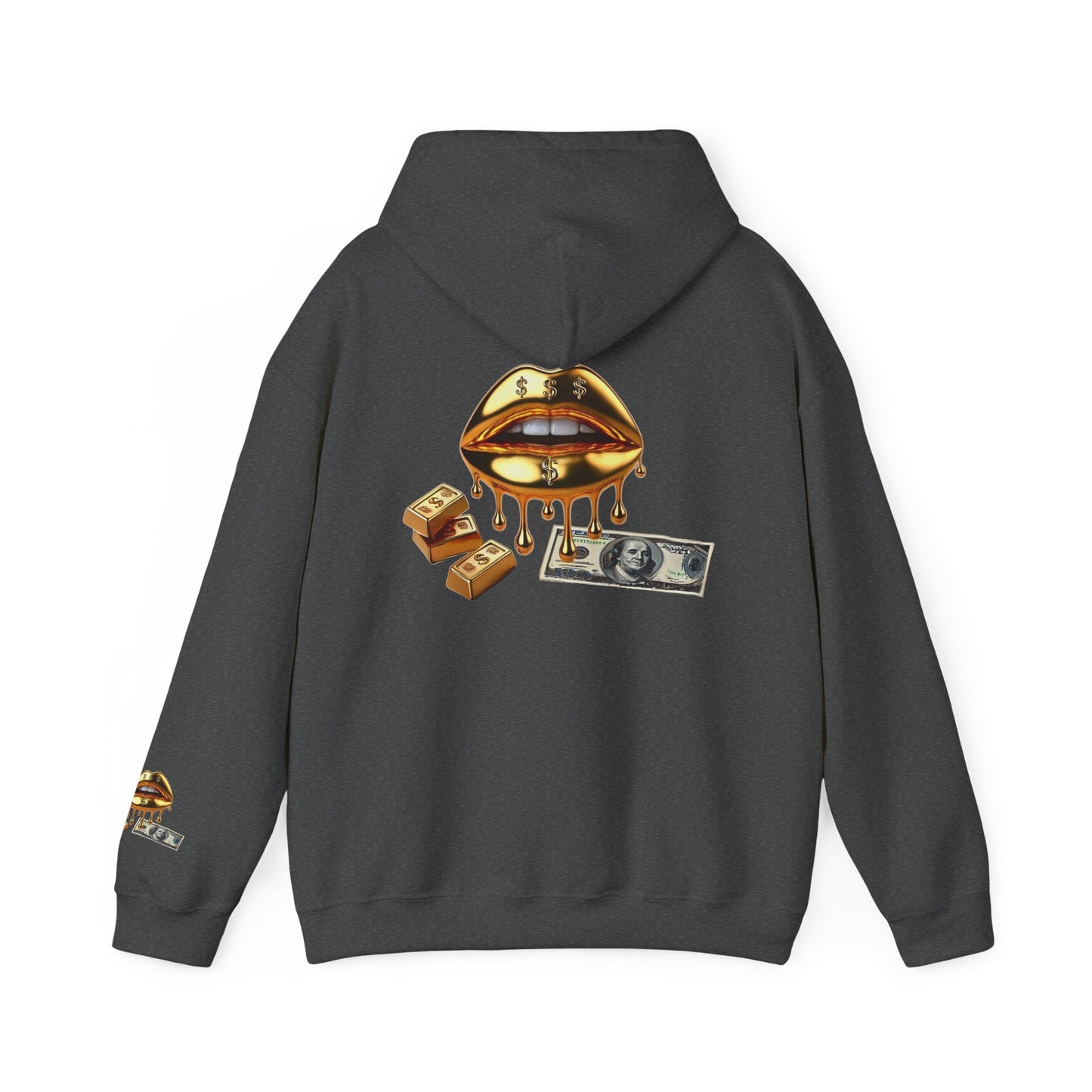 Hoodie — Golden Drip Lips & Money Graphic Pullover