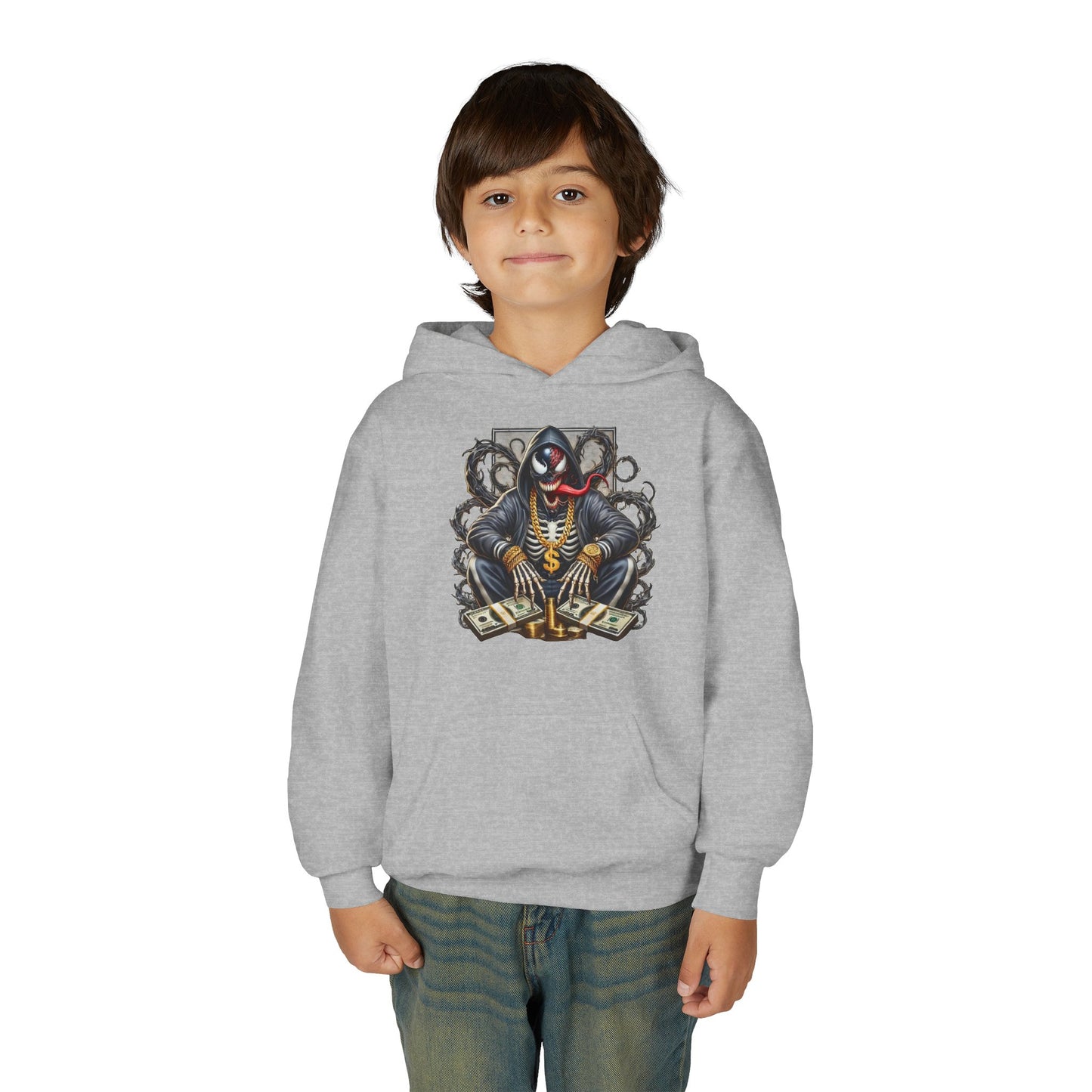 Youth Hoodie — Be Unique Be Urself Graphic Hoodie with Octopus Skull Design