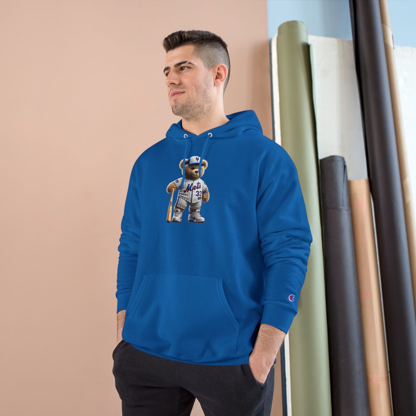 Cute Sports Bear Hoodie, Cozy Sweatshirt, Gift for Sports Fans, Casual Wear, Unisex Champion Hoodie, Birthday Present, Animal Lover Apparel