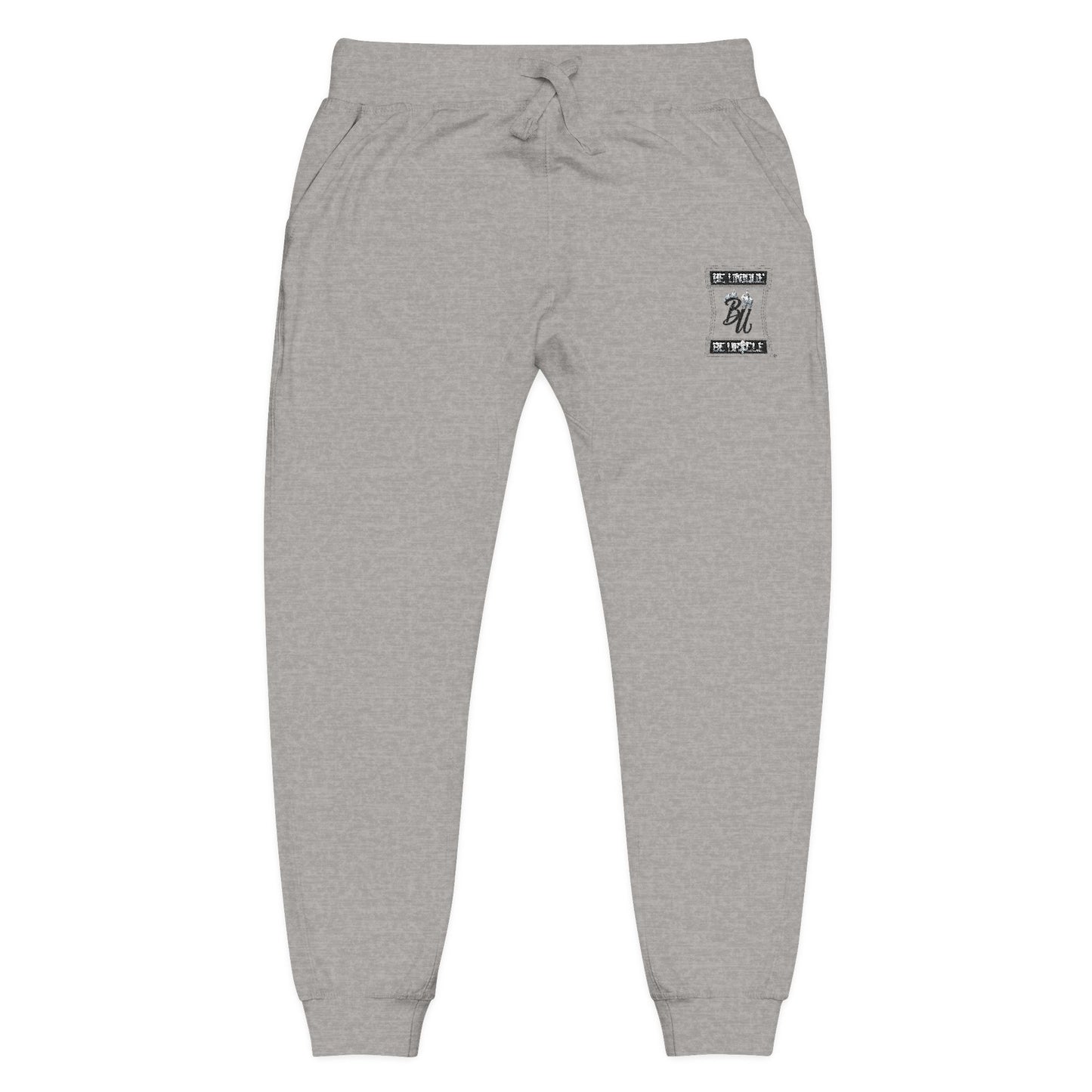 Embroidered Fleece Sweatpants — Minimal Black Patch Joggers