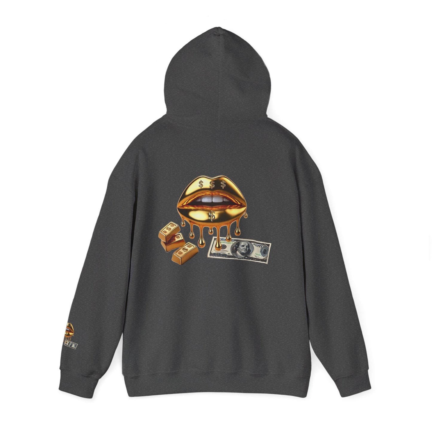 Hoodie — Golden Drip Lips & Money Graphic Pullover