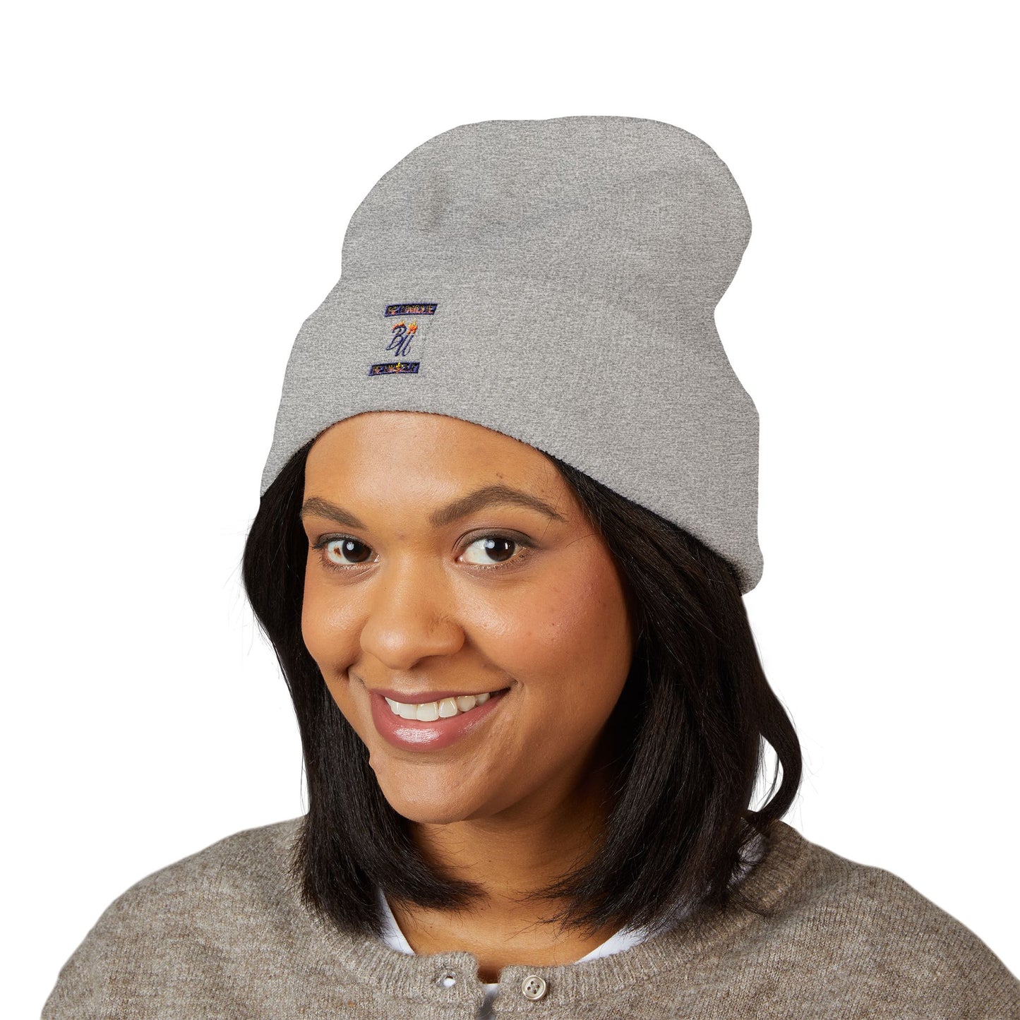 Classic Cuffed Beanie with Bold Embroidery, Cozy Winter Hat, Stylish Knit Cap, Perfect Gift for Her, Unisex Beanie