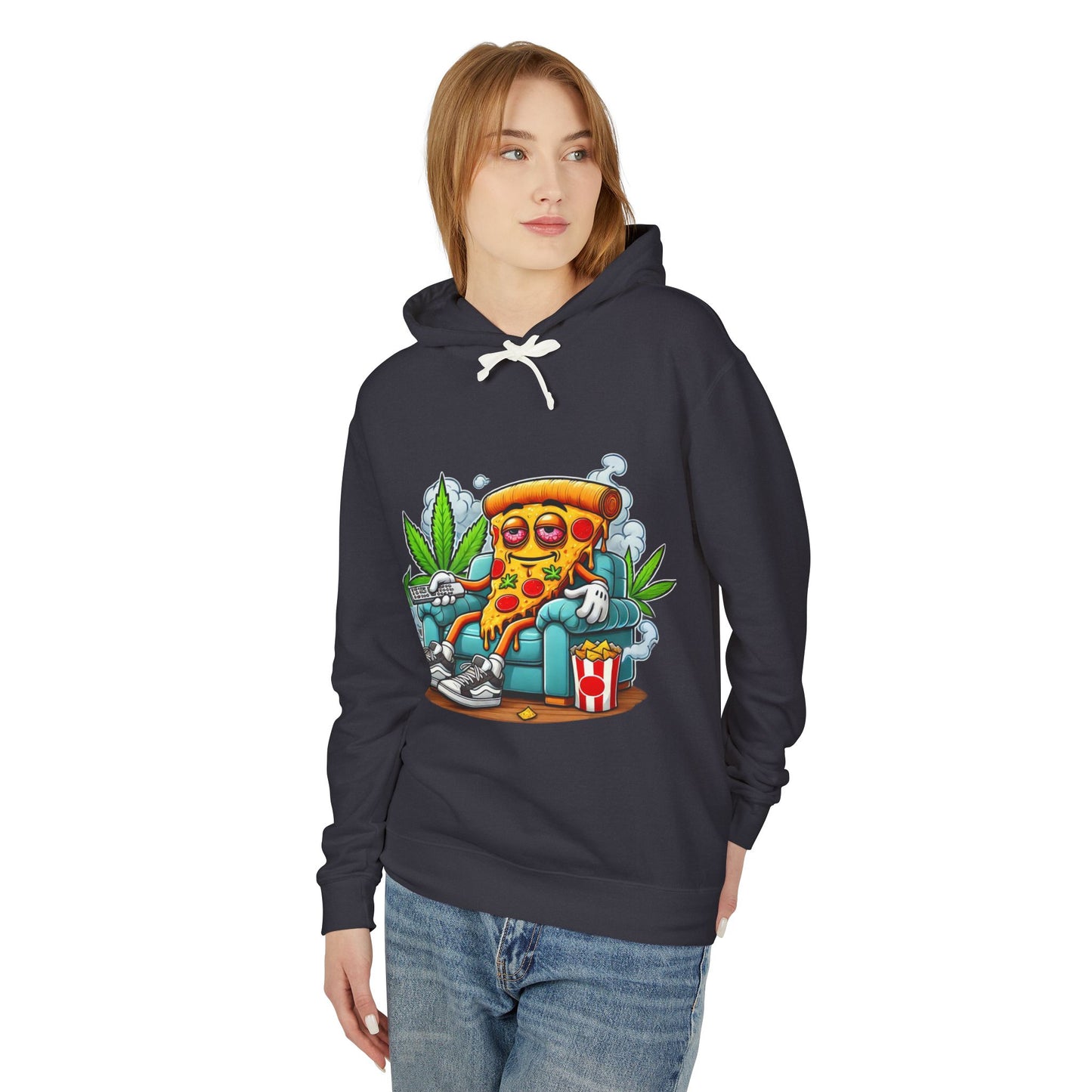 Chill Pizza Vibes Hoodie, Unisex Hooded Sweatshirt, Relaxed Pizza Lover Gift, Stoner Apparel, Weekend Comfort Wear