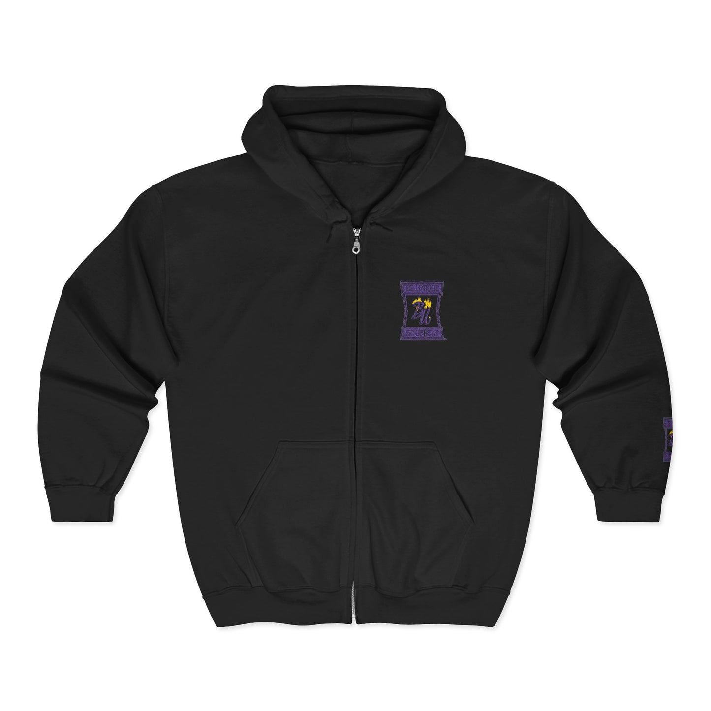 Tarot Cat Zip Hoodie — "The High Priestess" Minimal Chest & Sleeve Design