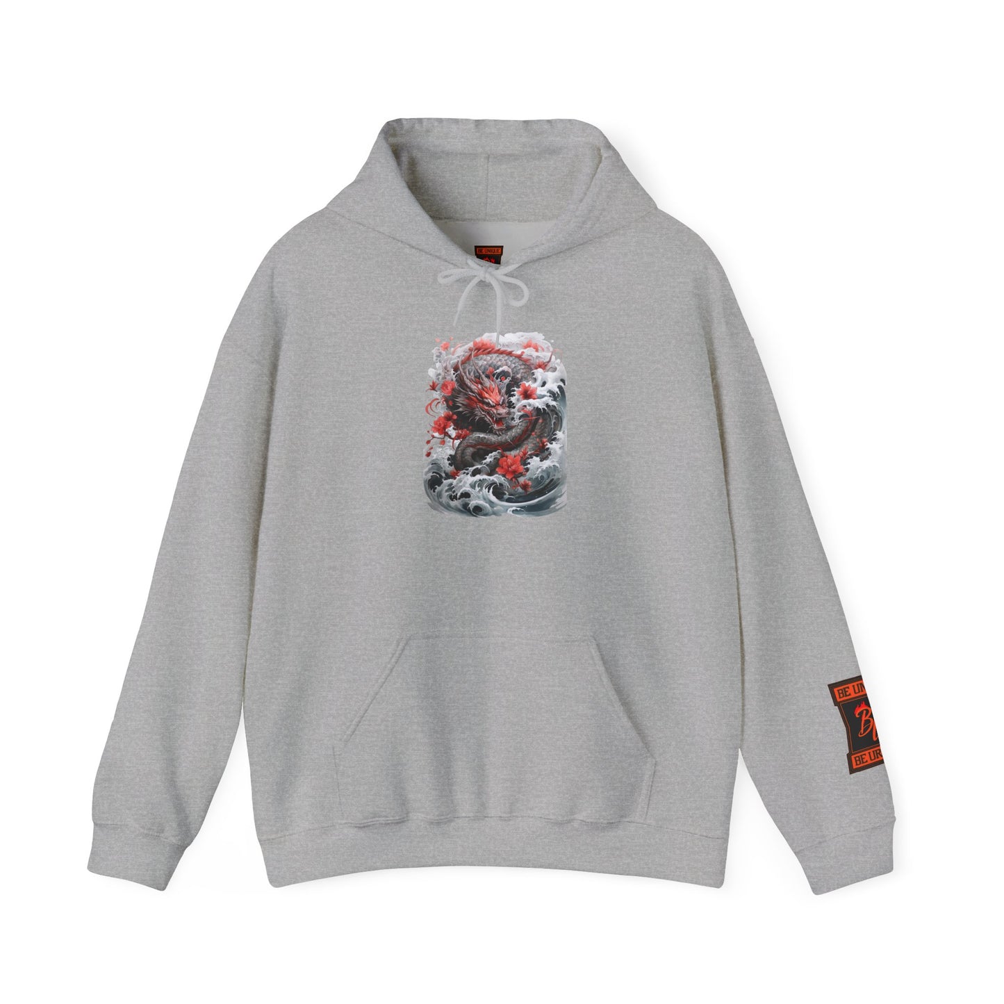 Dragon Wave Hoodie — Japanese Ink Koi Dragon Graphic Hooded Sweatshirt