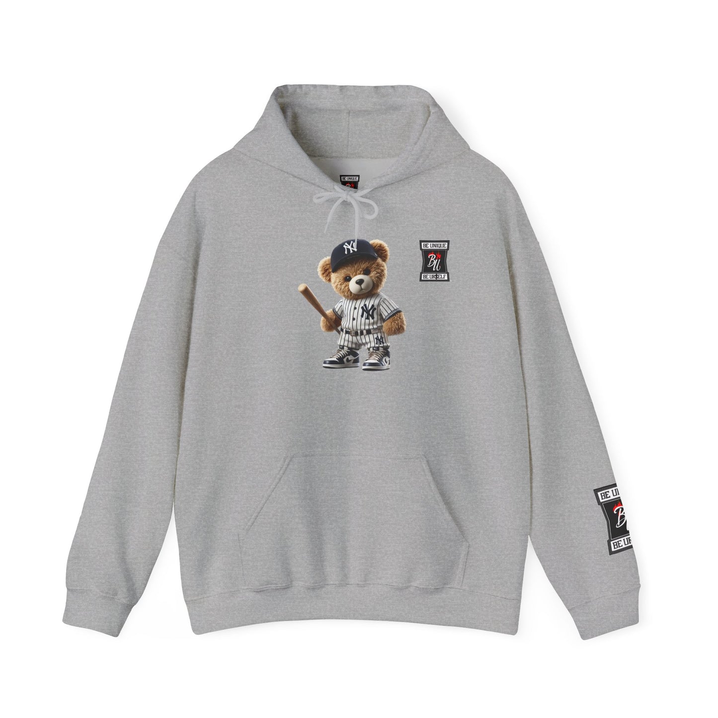 Baseball Teddy Hoodie — Cute Batting Bear Pullover for Fans