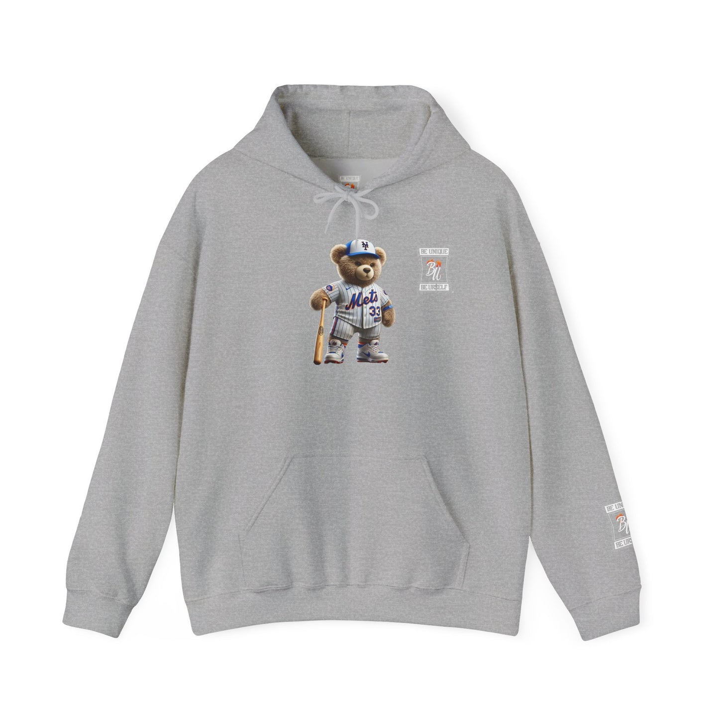 Baseball Teddy Hoodie — Cute Mets Bear Sweatshirt, Fan Gift