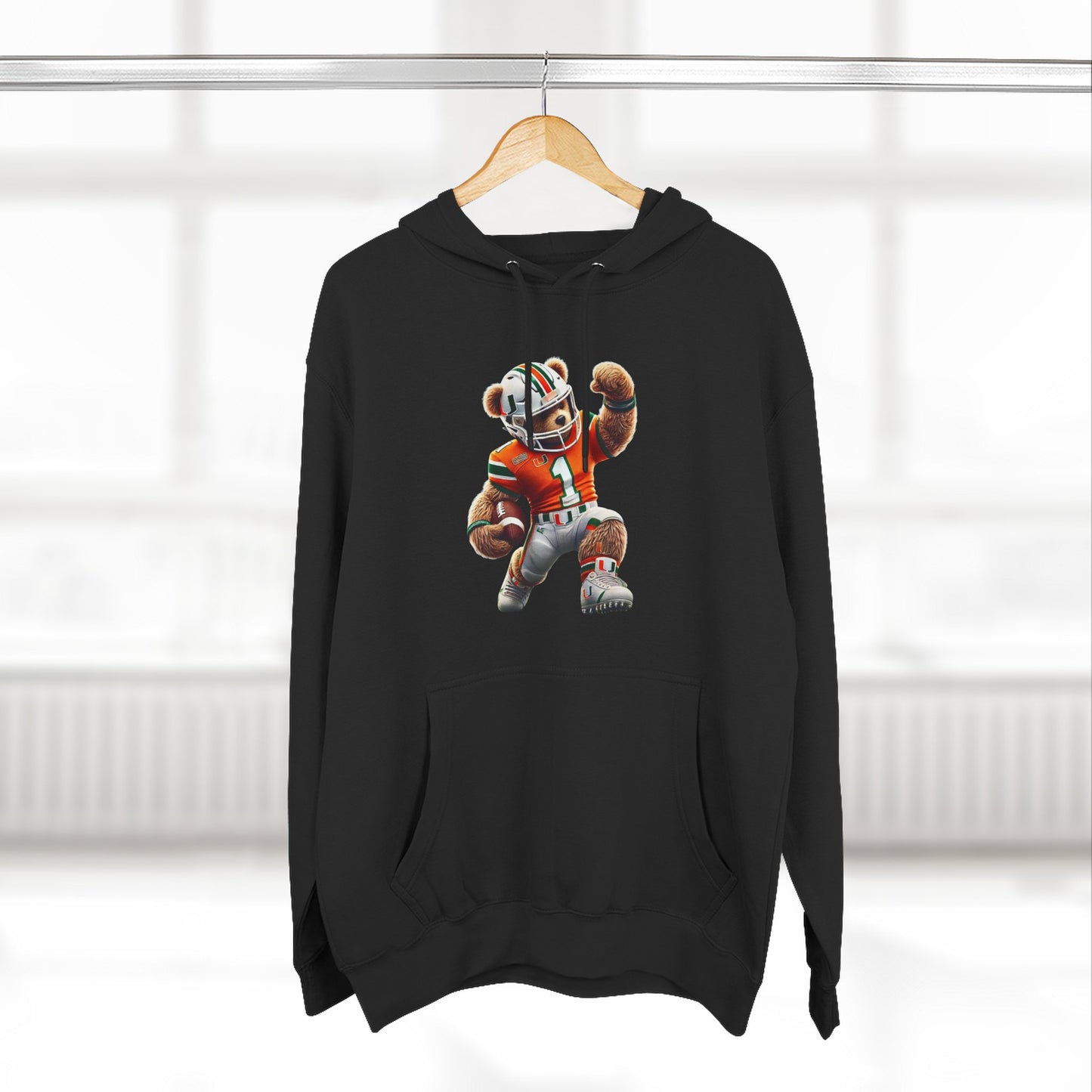 Sporty Three-Panel Fleece Hoodie, Unique Hooded Sweatshirt, Casual Fall Wear, Gift for Sports Fans, Comfortable Activewear