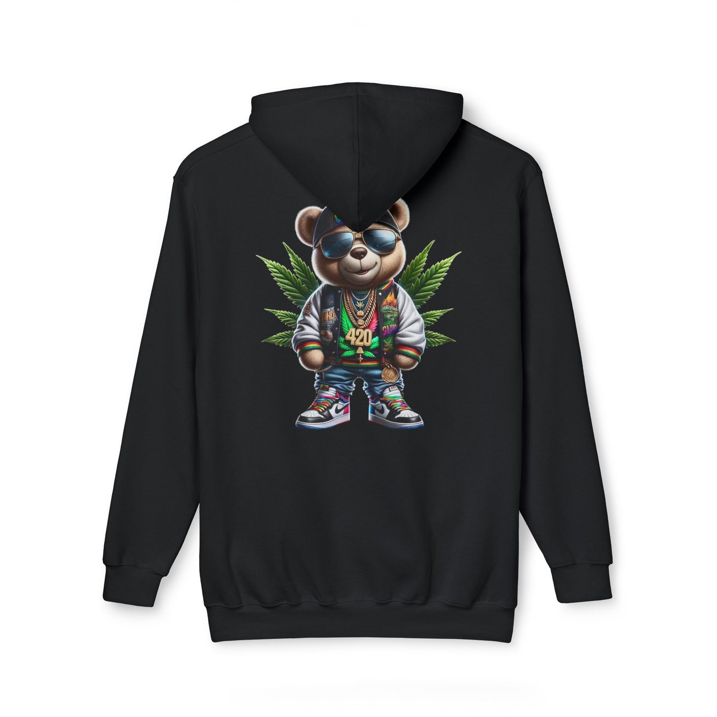 Trendy Bear Hoodie with Cannabis Vibe, Unisex Hoodie, Streetwear Style, Gift for 420 Enthusiasts, Cozy Casual Wear