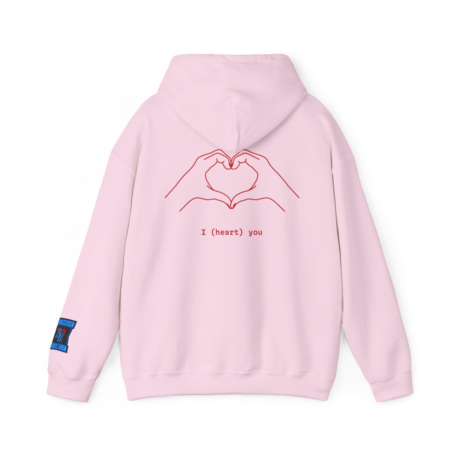 Heart Hands Hoodie — "I (heart) you" Minimal Valentine Sweatshirt