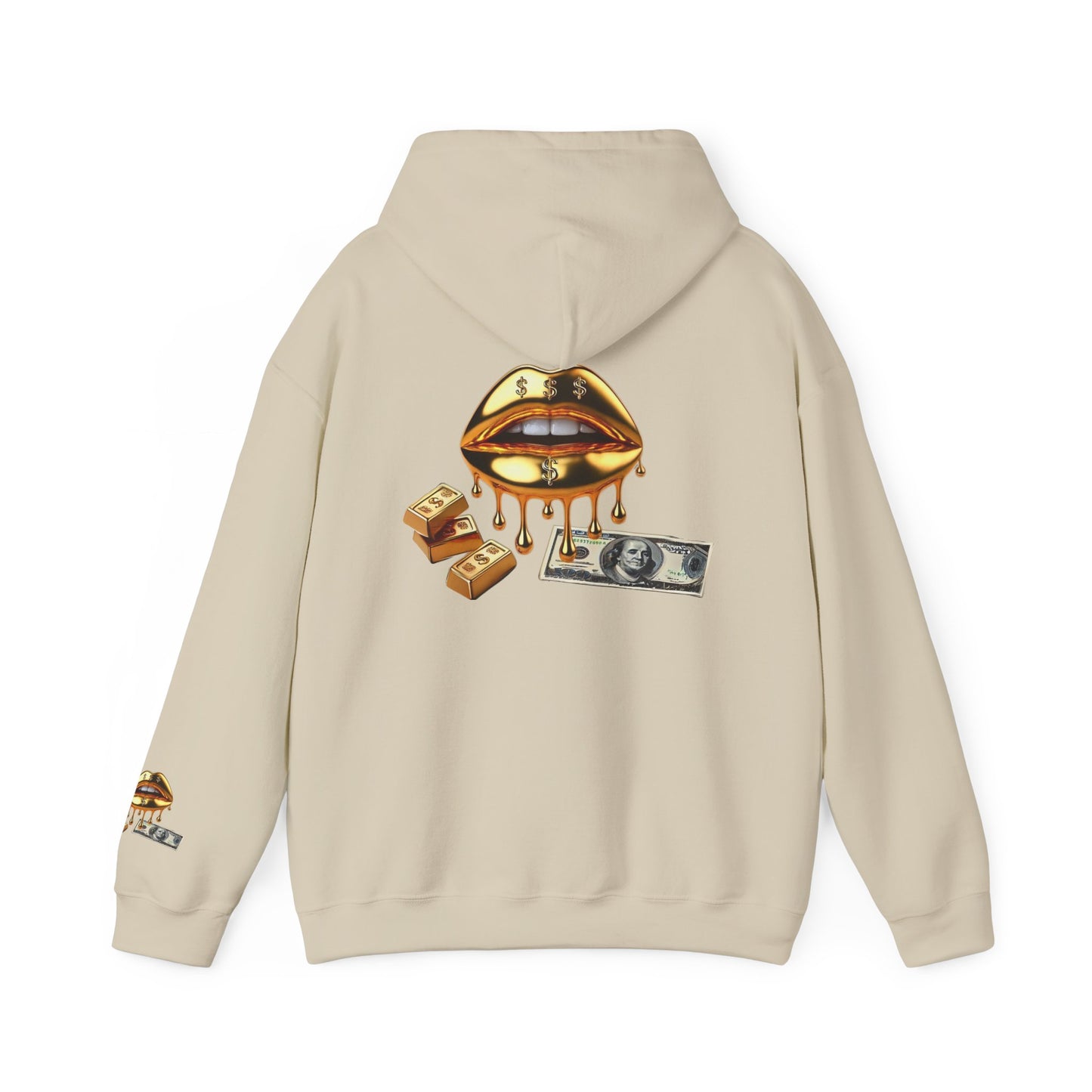 Hoodie — Golden Drip Lips & Money Graphic Pullover