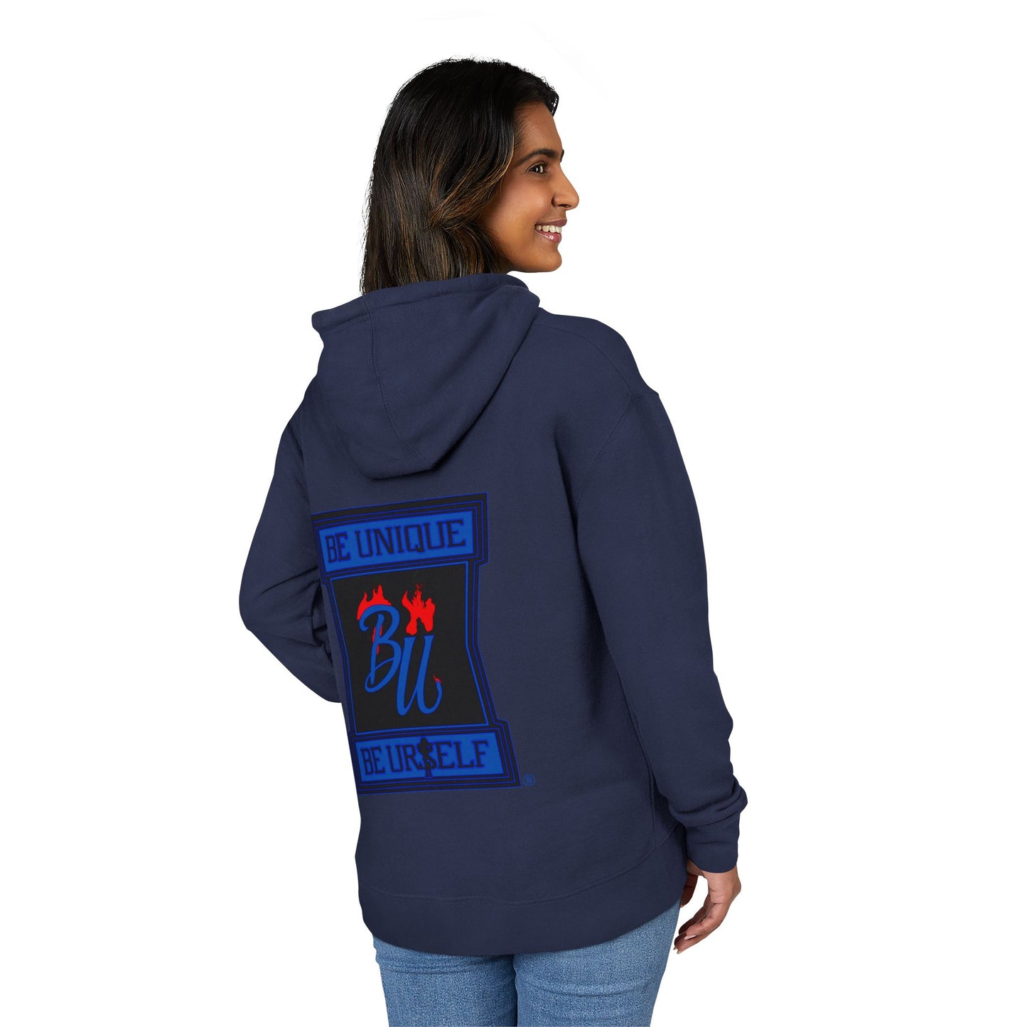 Hoodie — Be Unique Be Urself Blue Flame Graphic Hooded Sweatshirt