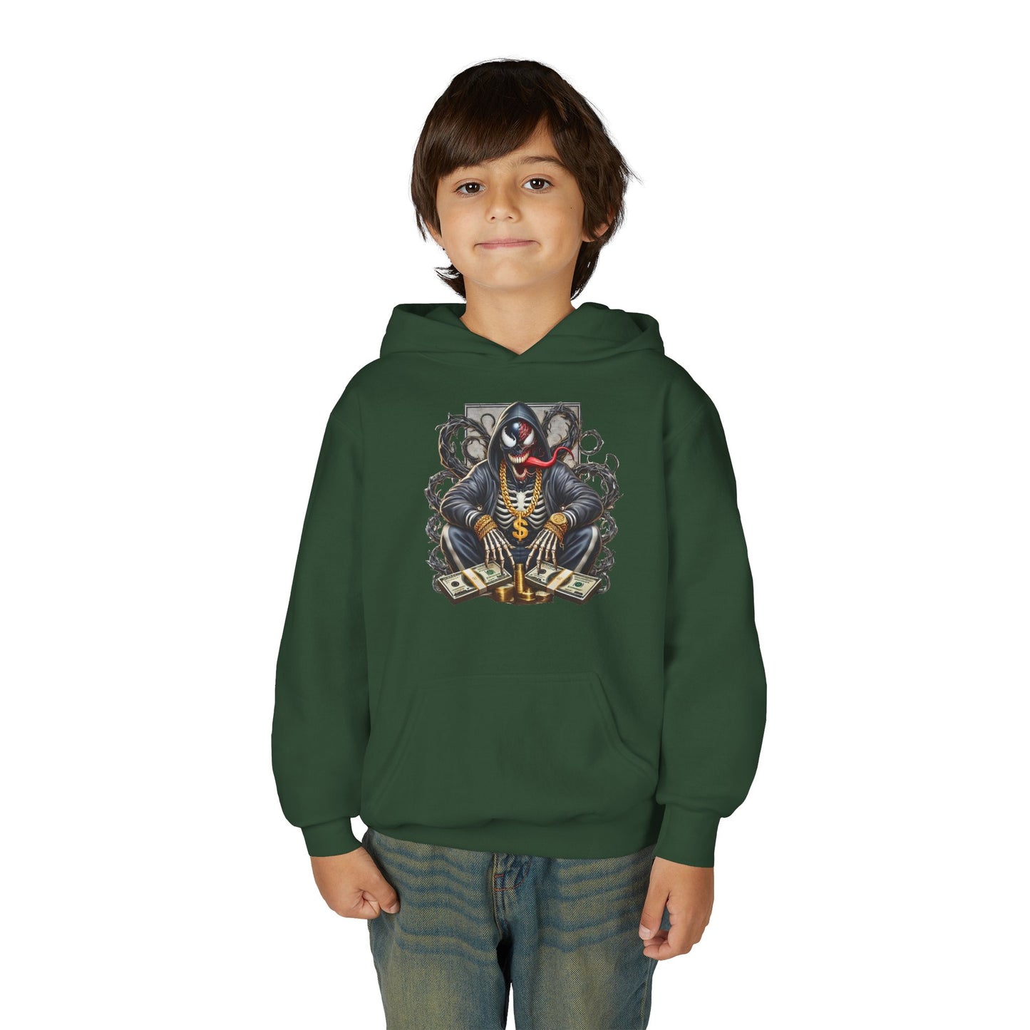Youth Hoodie — Be Unique Be Urself Graphic Hoodie with Octopus Skull Design