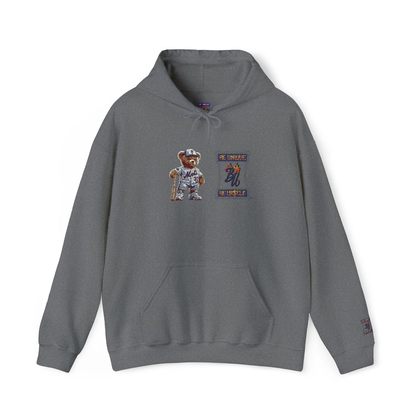 Space Bear Graphic Hoodie — Retro Astronaut Teddy Patch Sweatshirt
