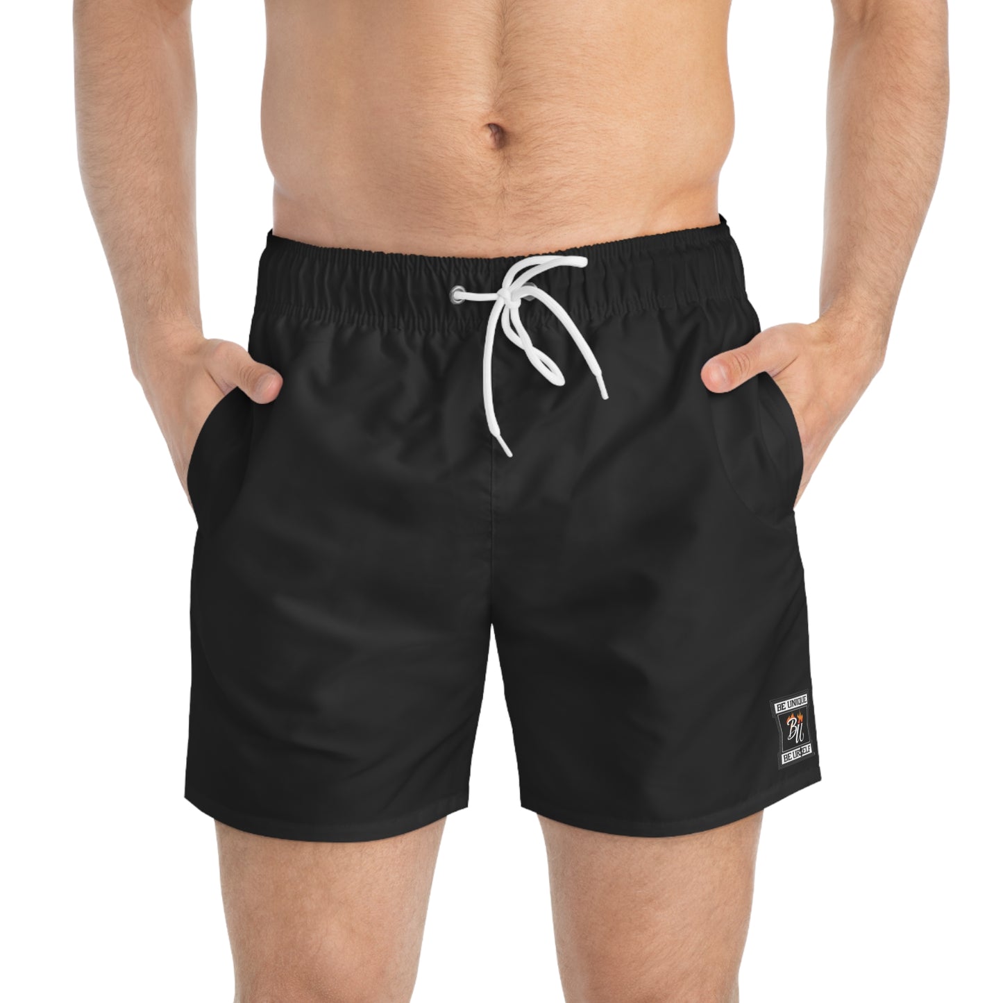 Men's Classic Black Swim Trunks - Perfect for Beach Days and Pool Parties