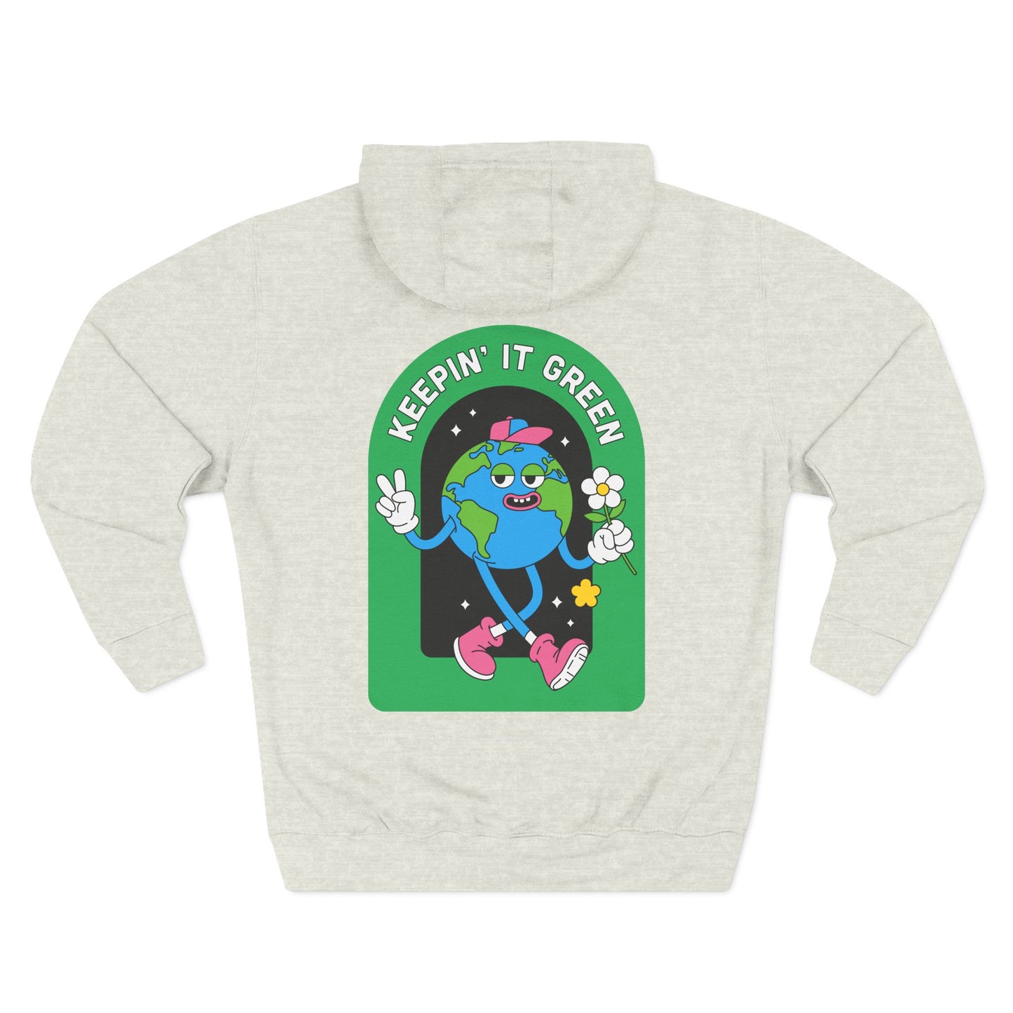 Eco-Friendly Fleece Hoodie, Keepin' It Green Sweatshirt, Casual Gift, Earth Day Clothing, Cozy Layering