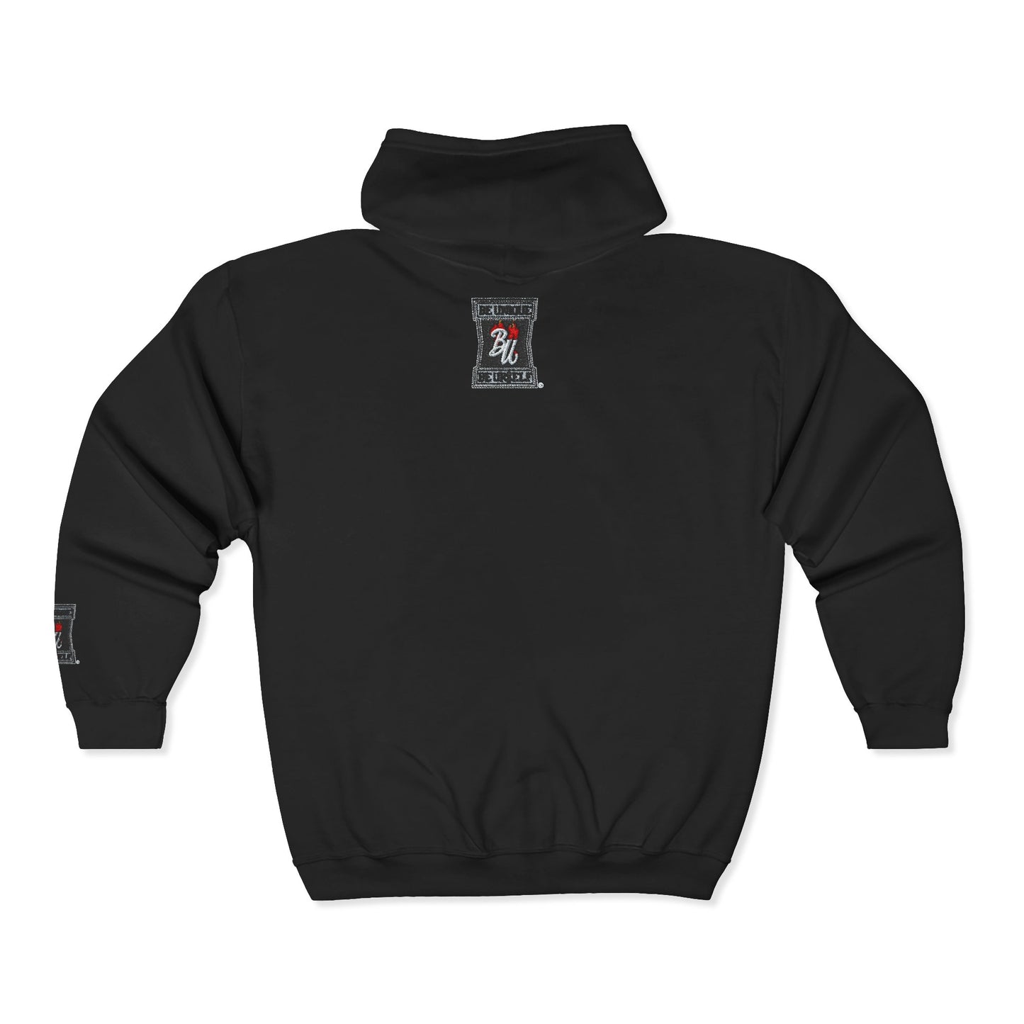 Full-Zip Hoodie — 'Be Kind' Retro Patch Design